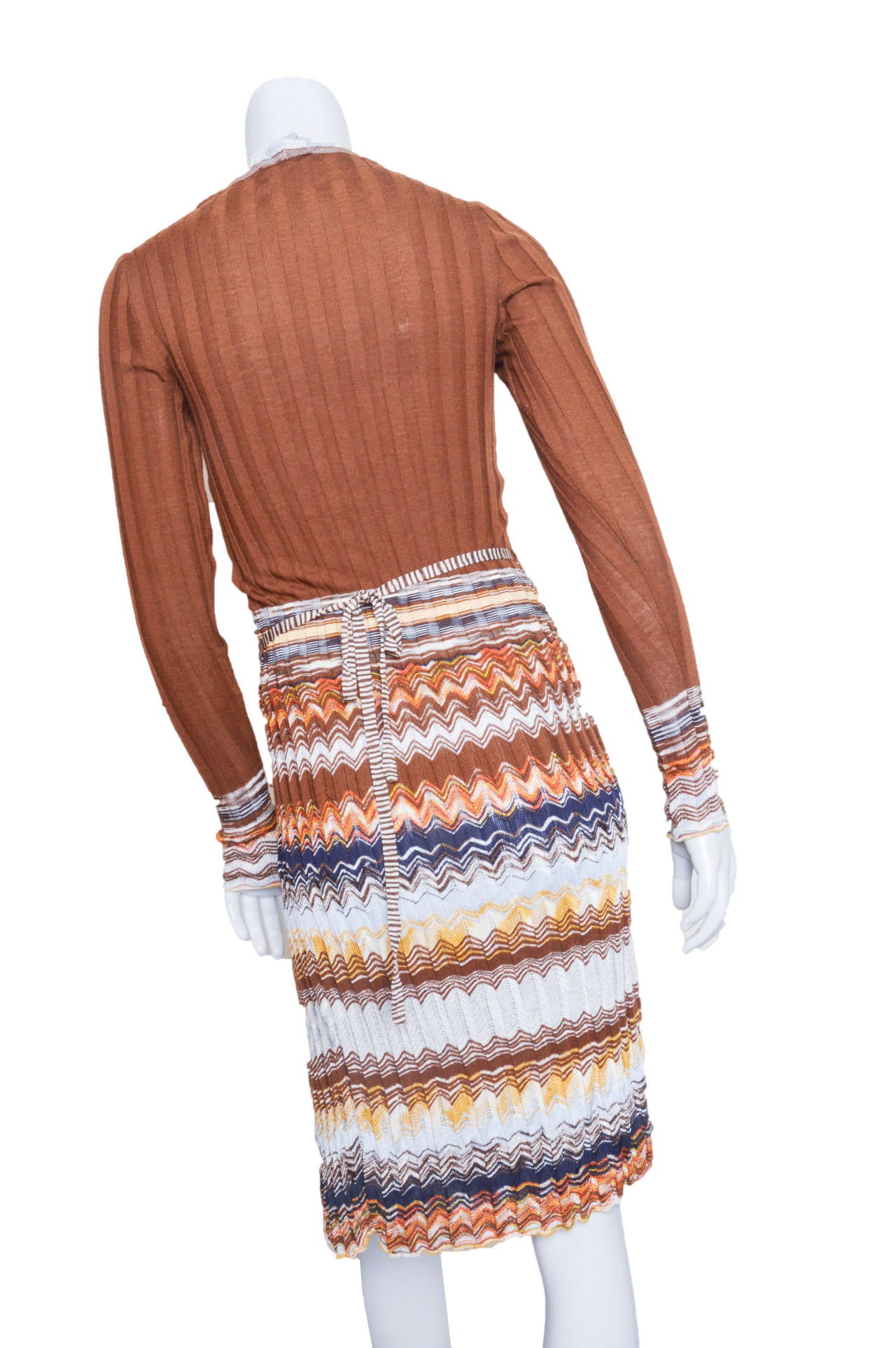 M Missoni Chevron Wrap Knit Dress In Excellent Condition In Oakland, CA