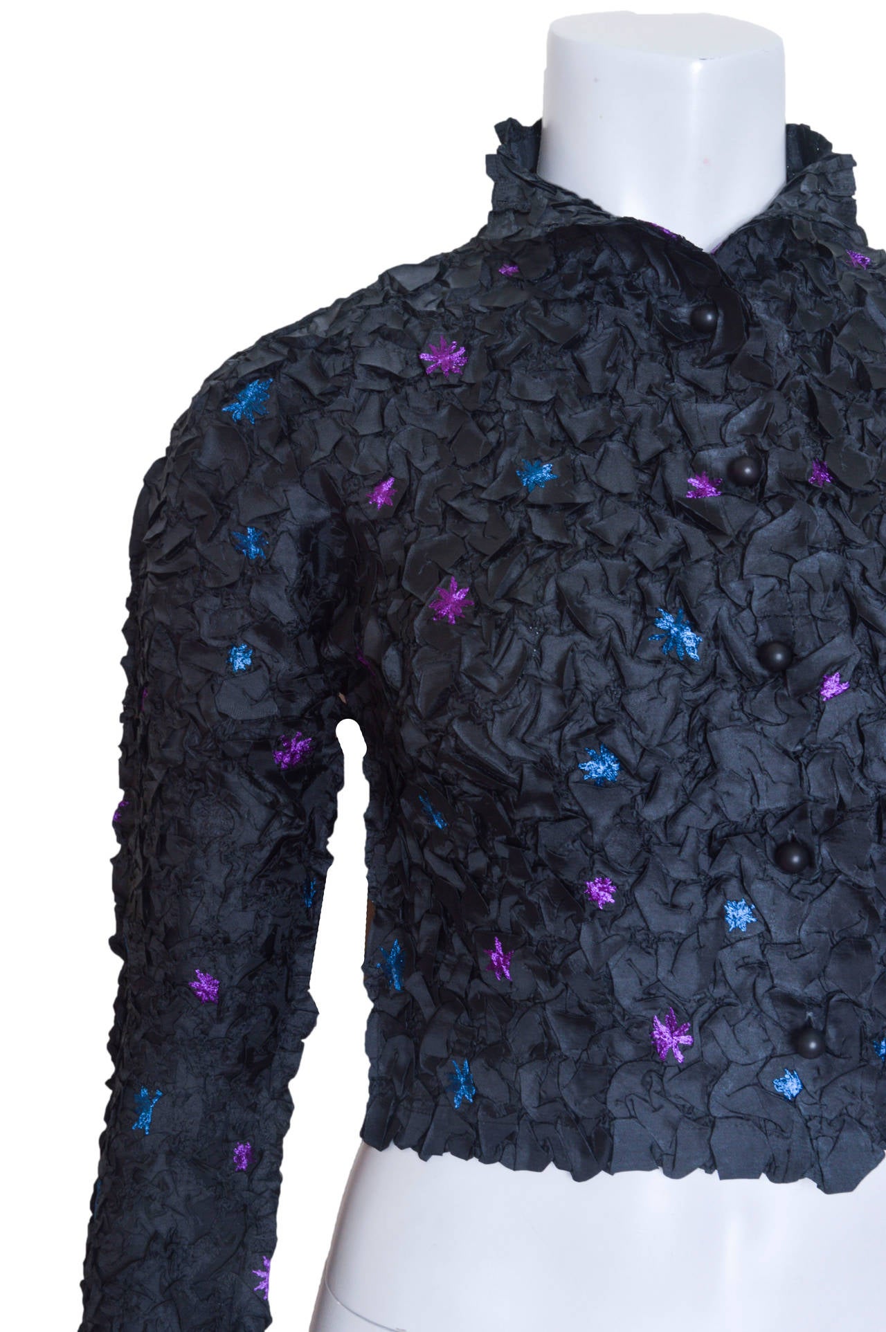 Black Issey Miyake Textured Embroidered Blouse