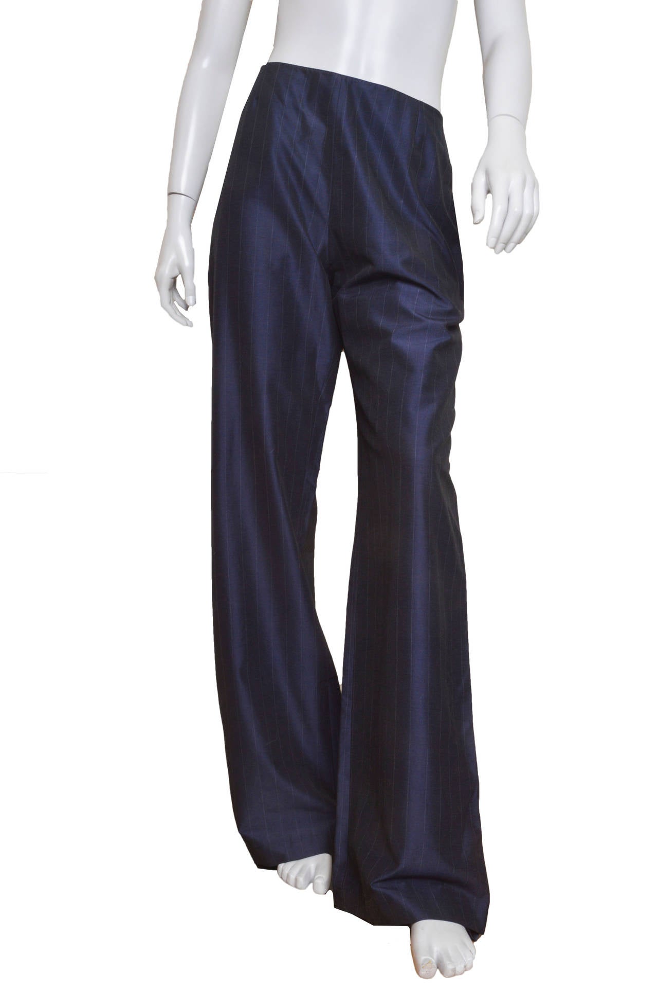 Thierry Mugler Bib Navy Pinstripe Avant Garde Pant Suit 1