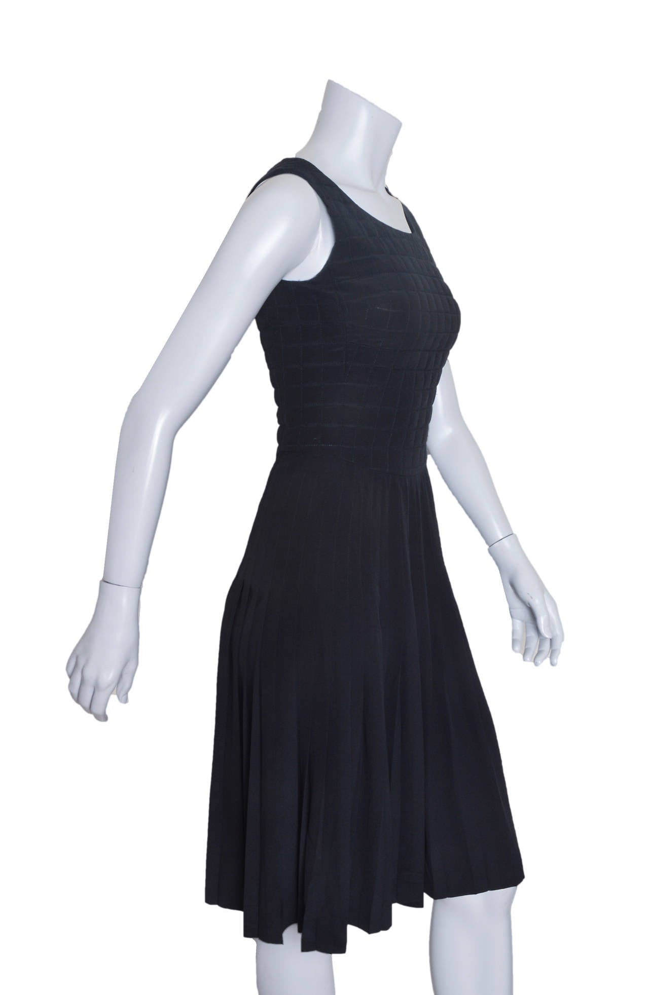 Chanel Black Silk Dress with Quilted Bodice For Sale at 1stDibs | black ...