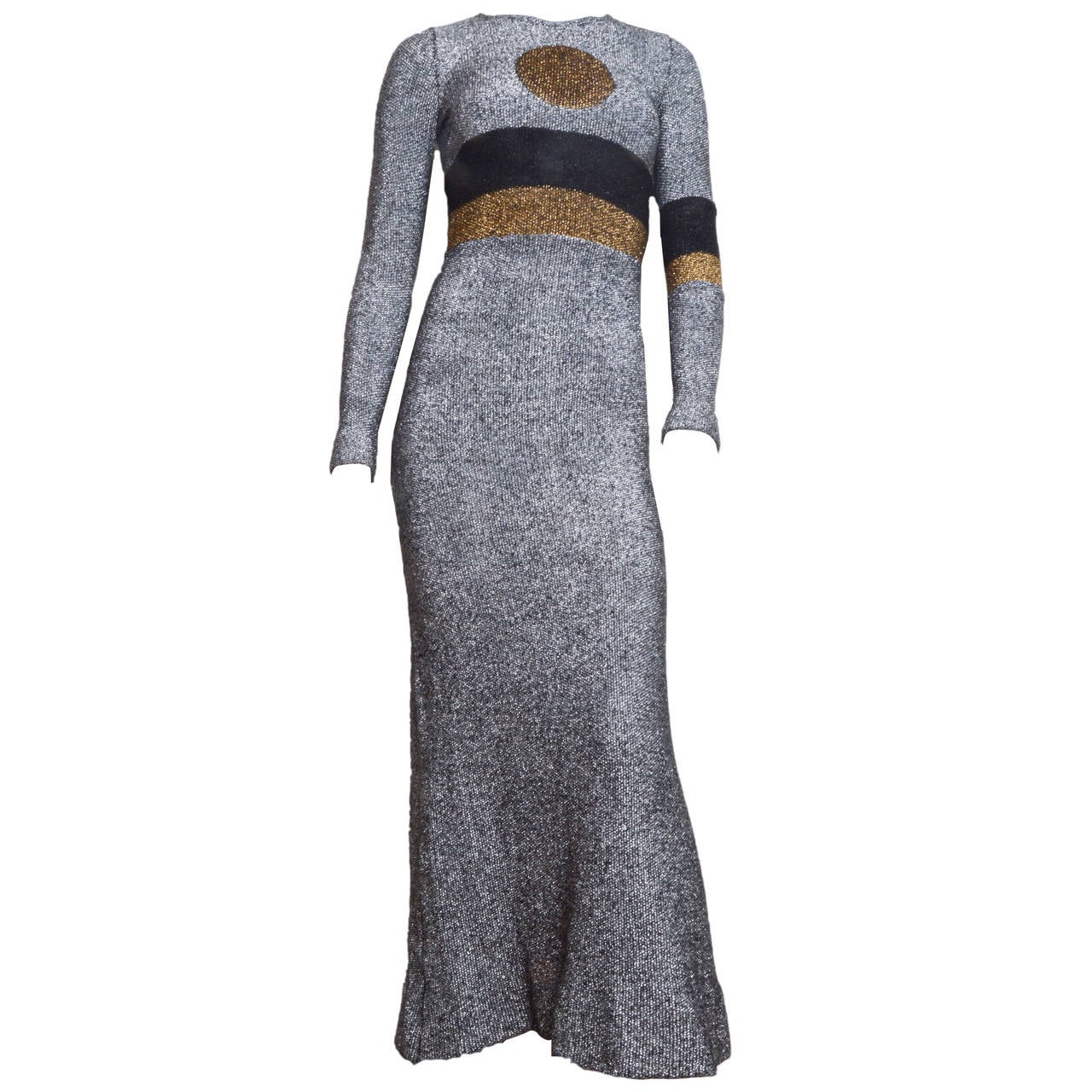 1970s Rudi Gernreich Metallic Dot Gown