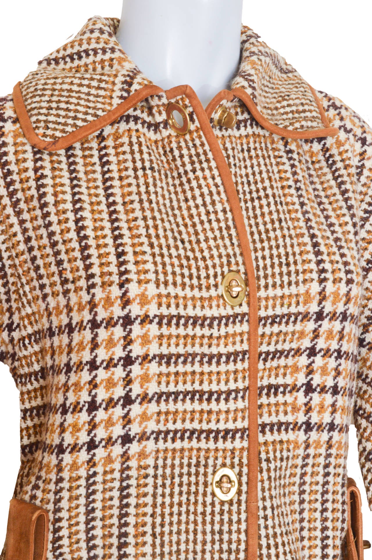 Bonnie Cashin Tweed Coat with Leather Trim 1