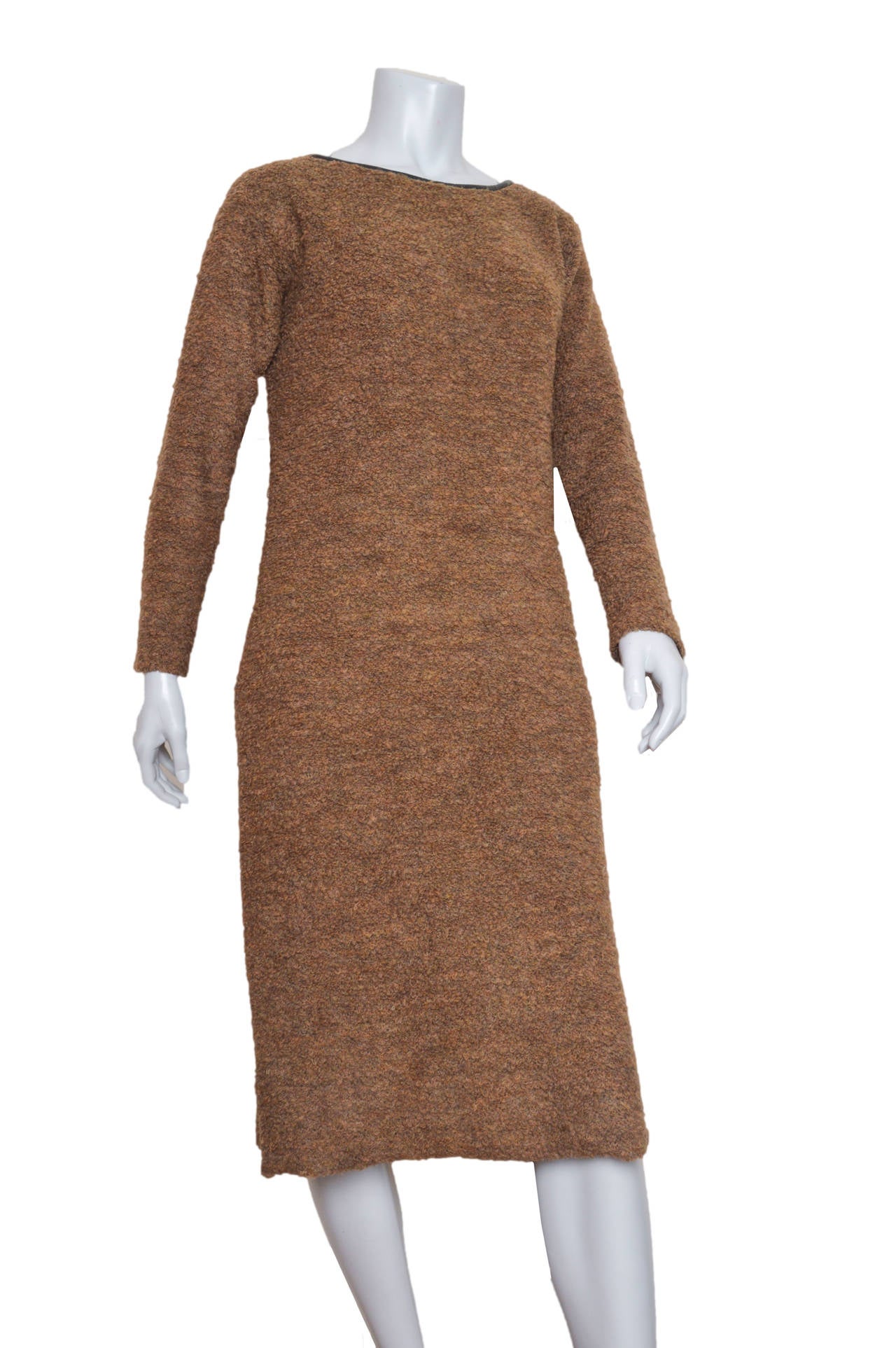 Women's Bonnie Cashin Camel Boucle Dress and Cape Set