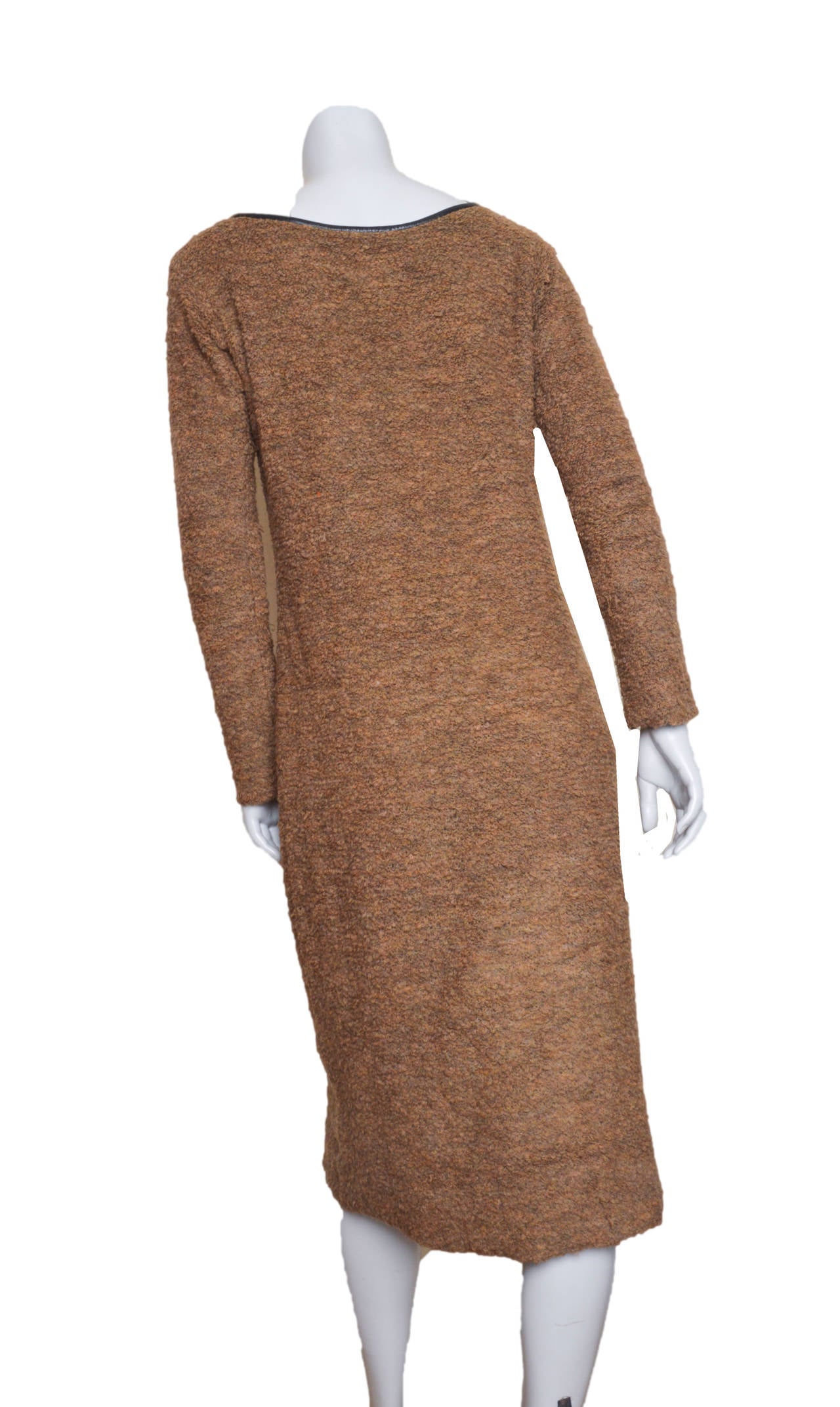 Brown Bonnie Cashin Camel Boucle Dress and Cape Set