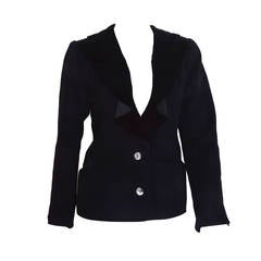 Yves Saint Laurent Rive Gauche Black Wool and Velvet Blazer 7