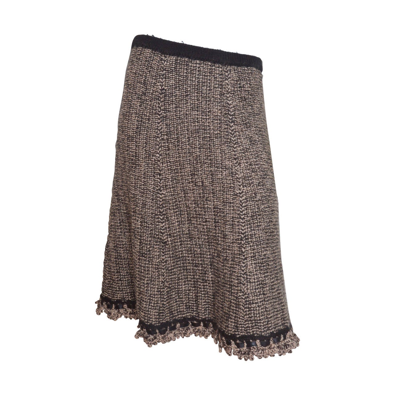 Chanel Woven Knit Skirt with Crochet Trim