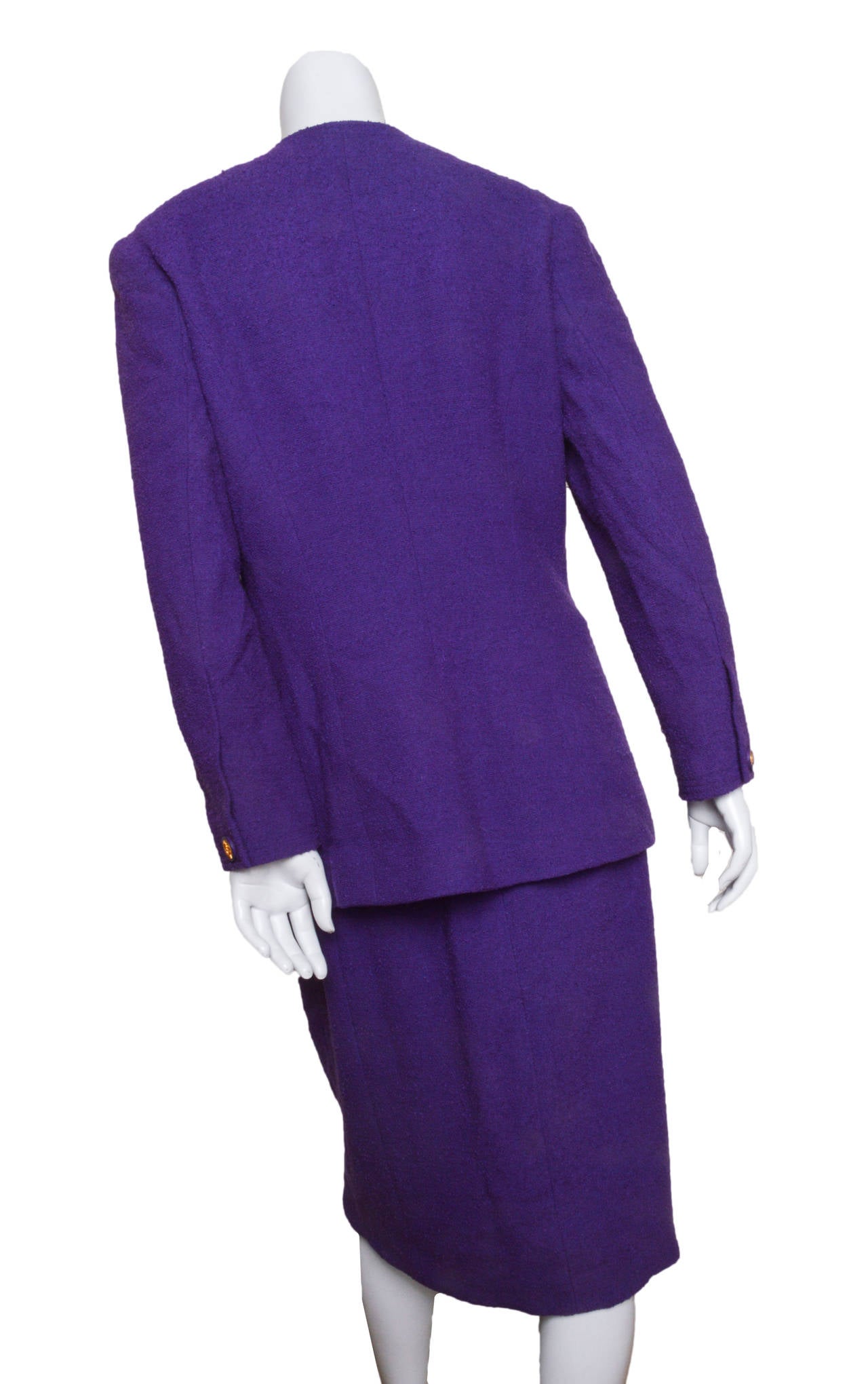 Women's Chanel Purple Wool Boucle Suit