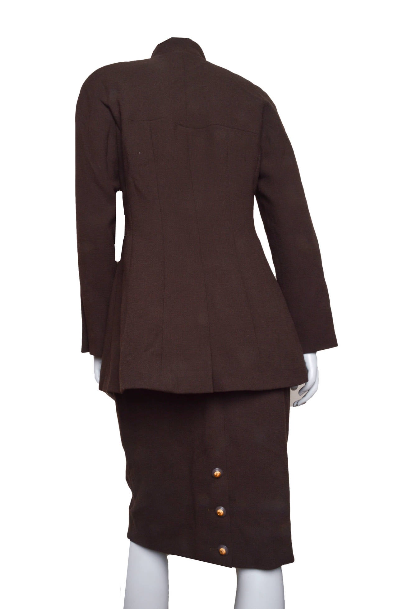 Chanel Brown Wool Crepe Suit 2