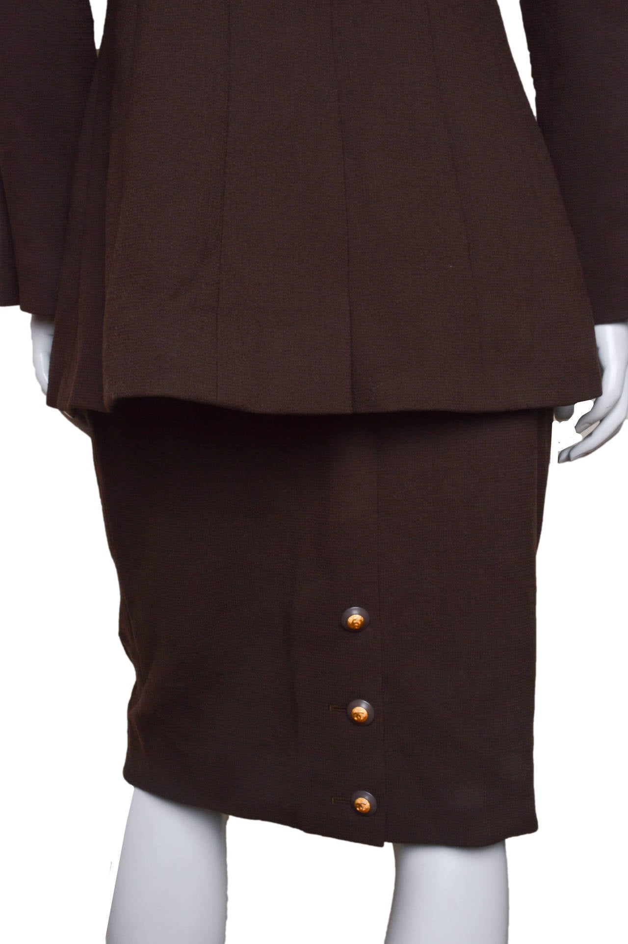 Women's Chanel Brown Wool Crepe Suit