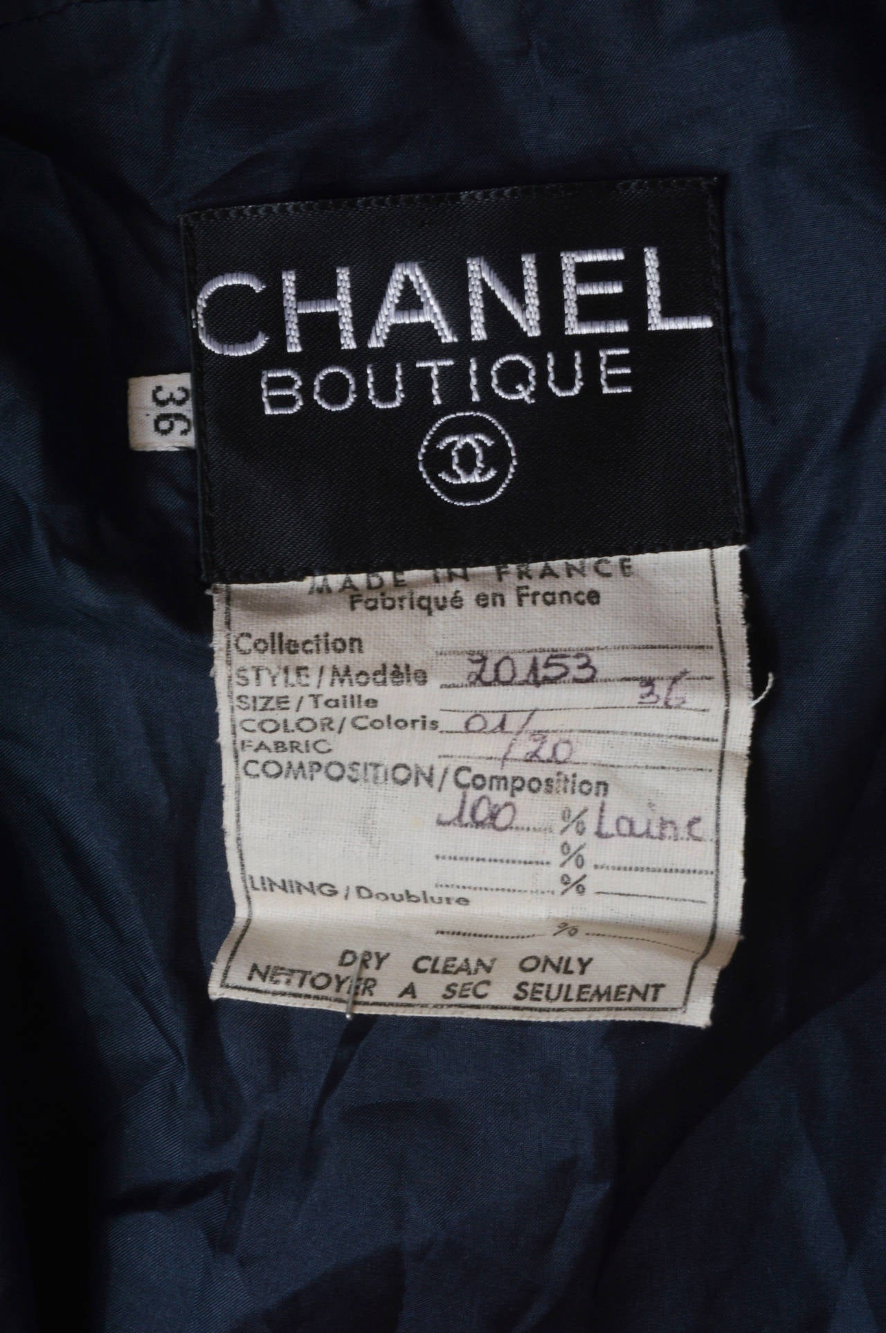 Chanel Navy Blue Military Inspired Knit Suit 1