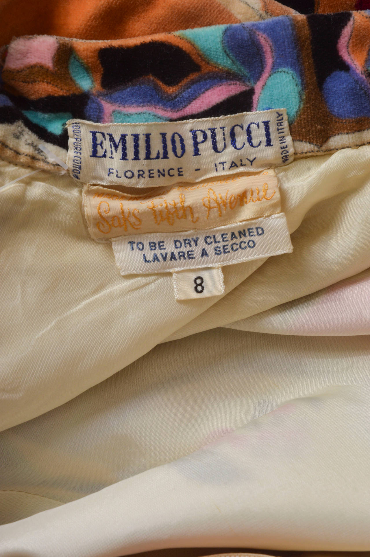Emilio Pucci Velvet Floral Print Mini Dress In Good Condition In Oakland, CA
