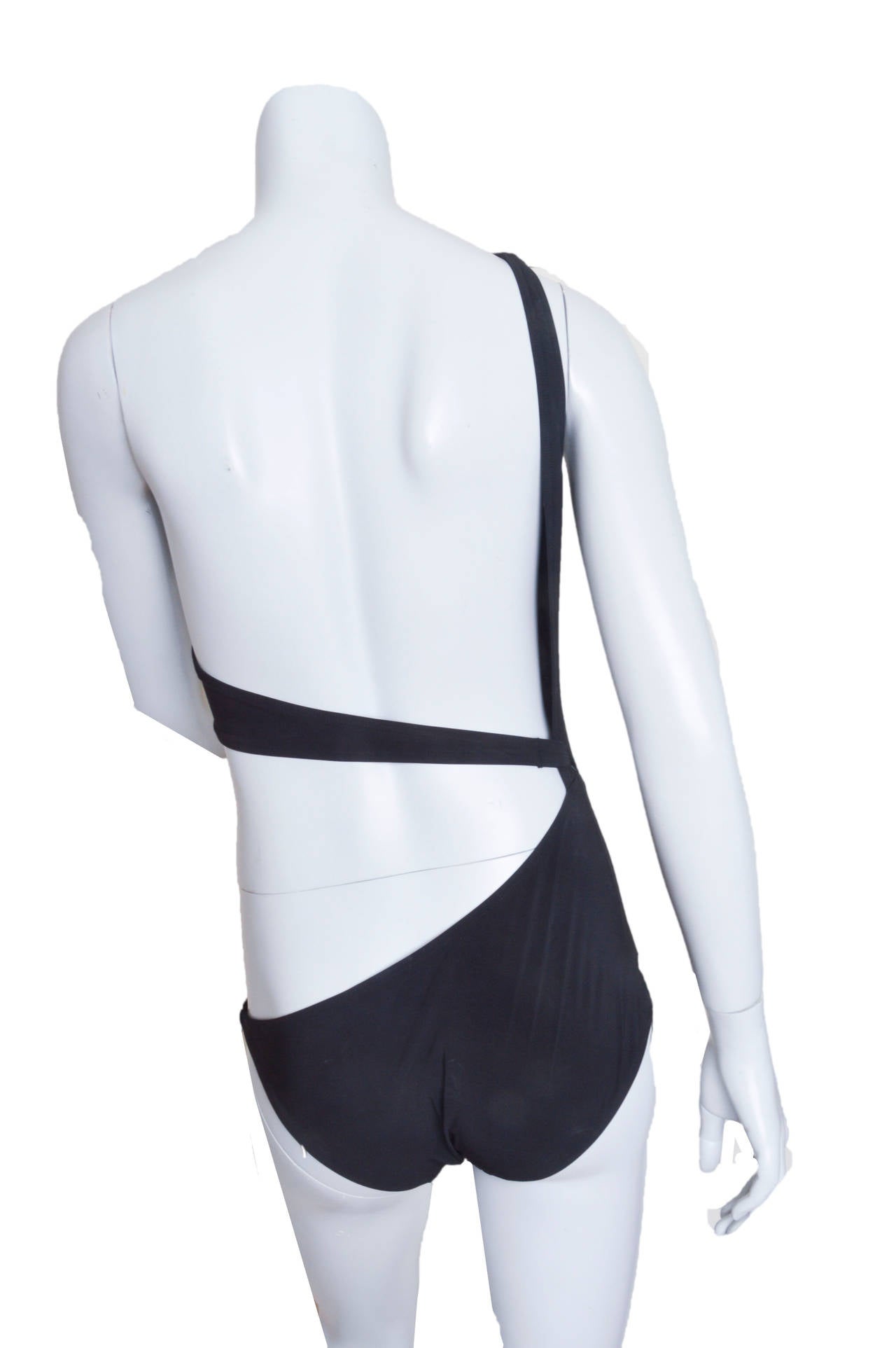 Gucci 2011 Black Cutout One-Shoulder Swim Suit In Excellent Condition In Oakland, CA