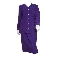 Chanel Purple Wool Boucle Suit