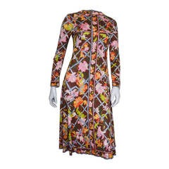 Emilio Pucci Brown Floral Print Silk Dress 2
