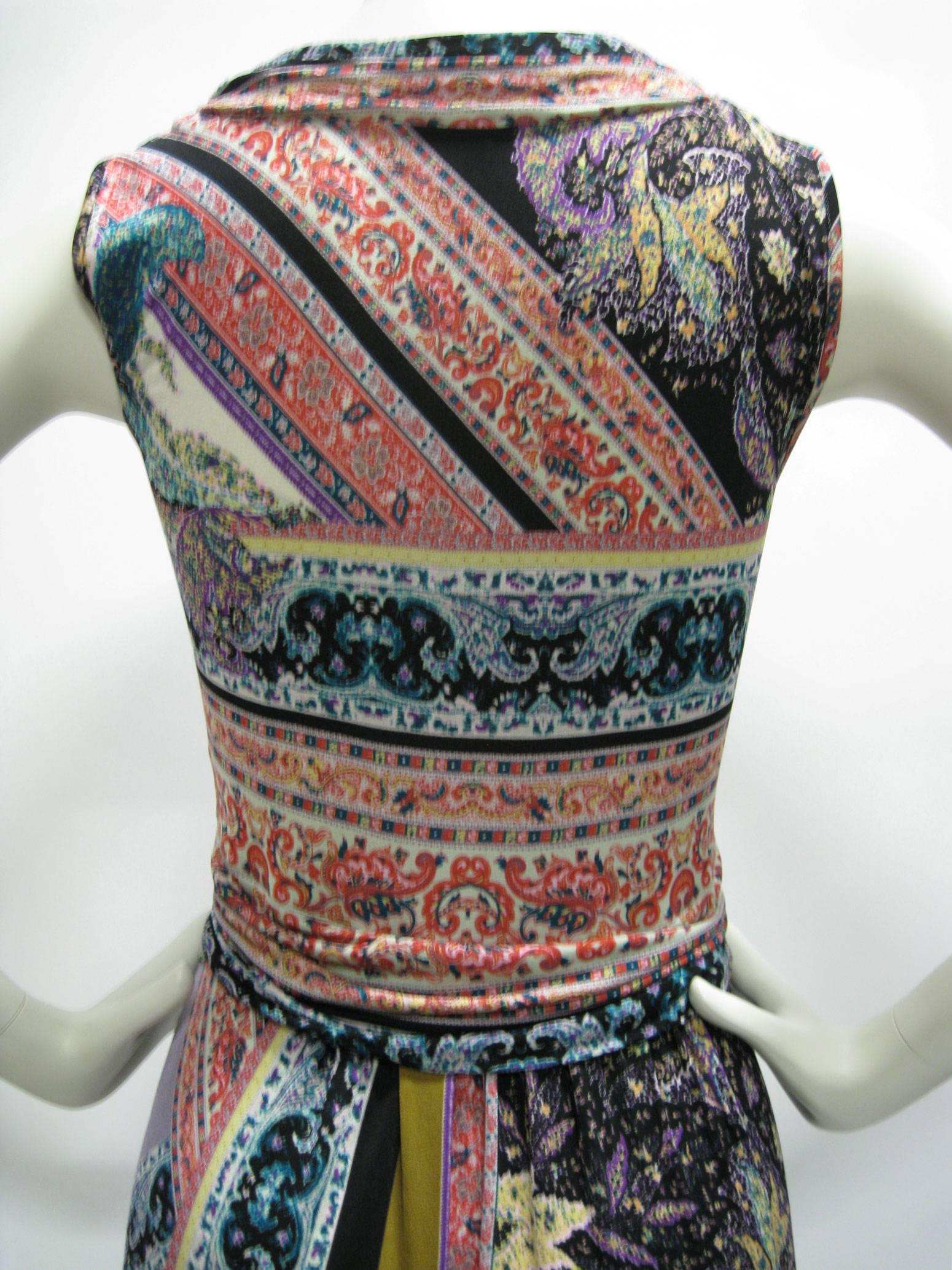 Etro Empire Waist Graphic Print Sleeveless Dress In Excellent Condition In Oakland, CA