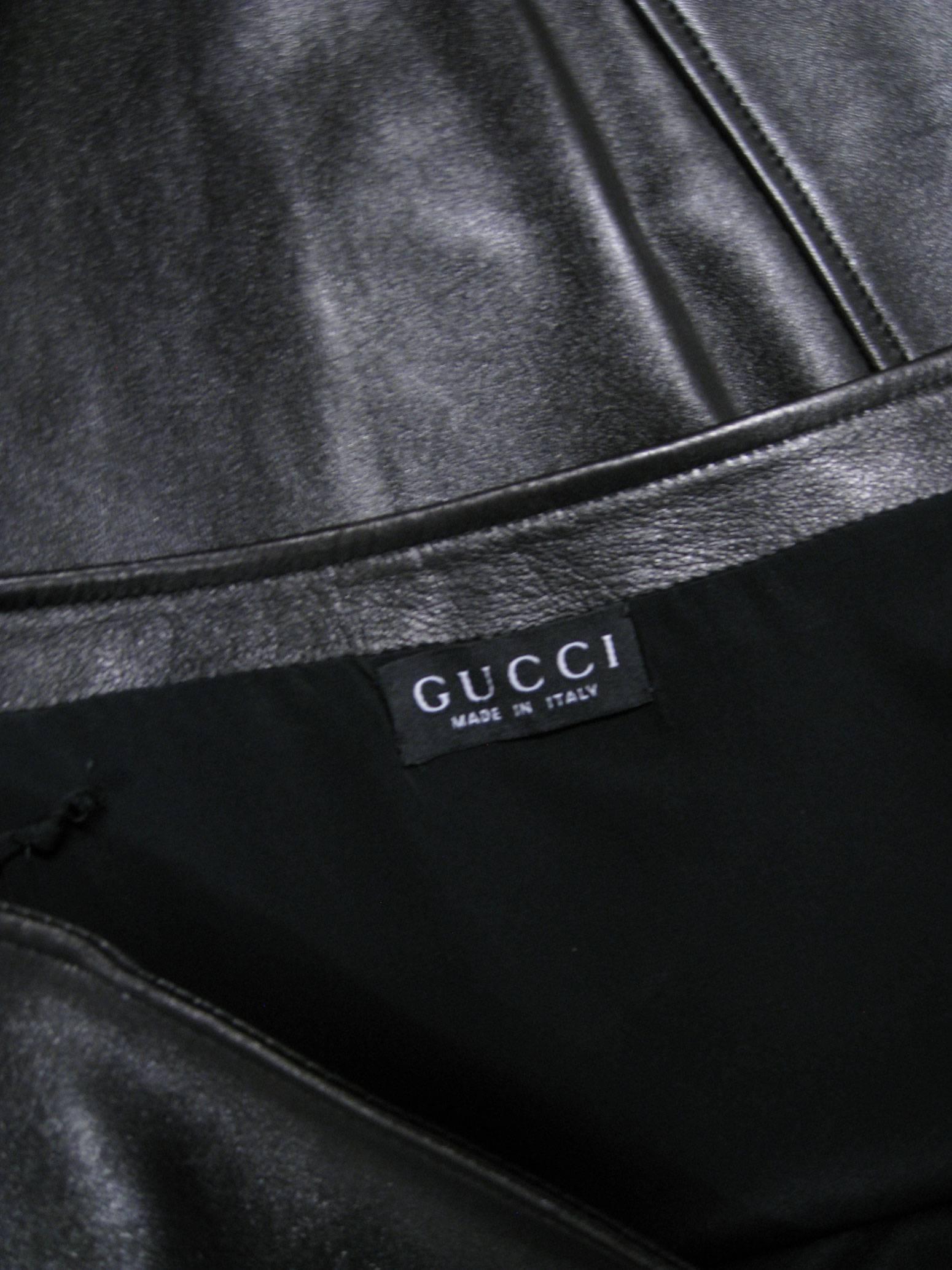  Gucci - Jupe fourreau fendue en cuir Pour femmes 