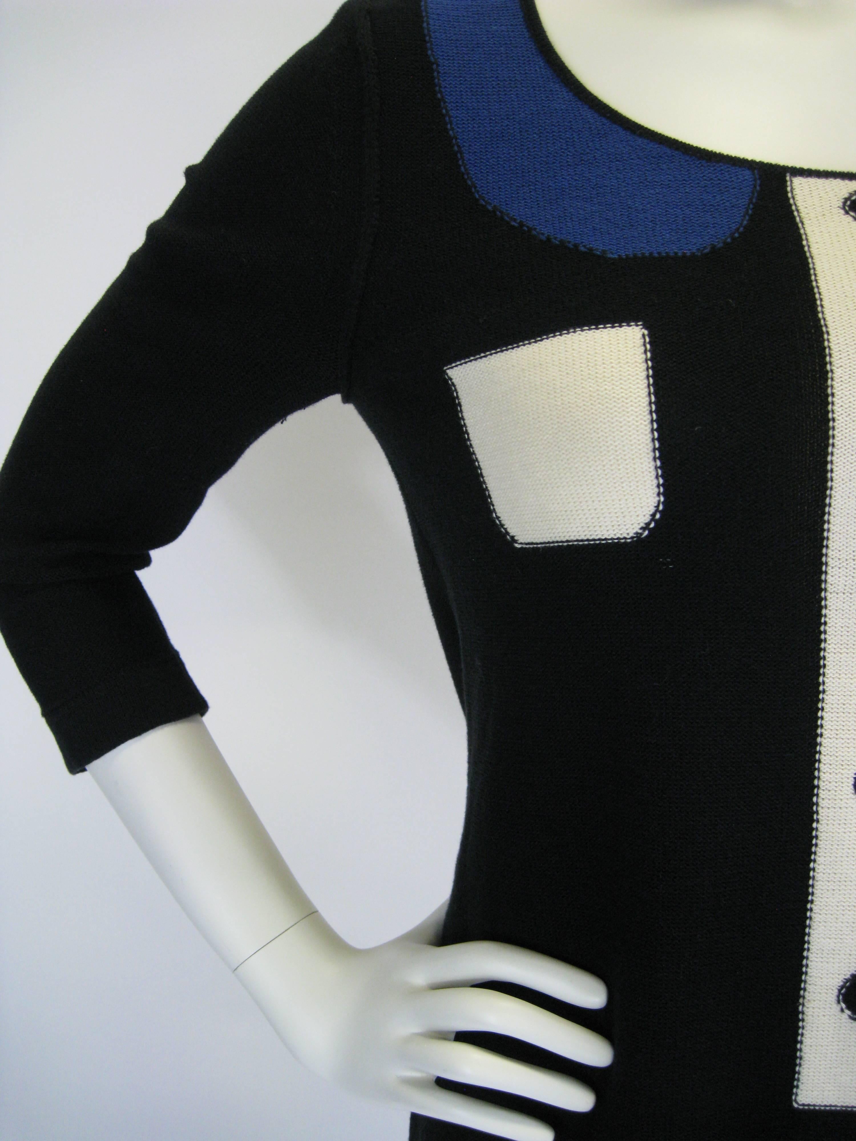 Sonia by Sonia Rykiel Trompe L'oeil Knit Dress In Excellent Condition In Oakland, CA