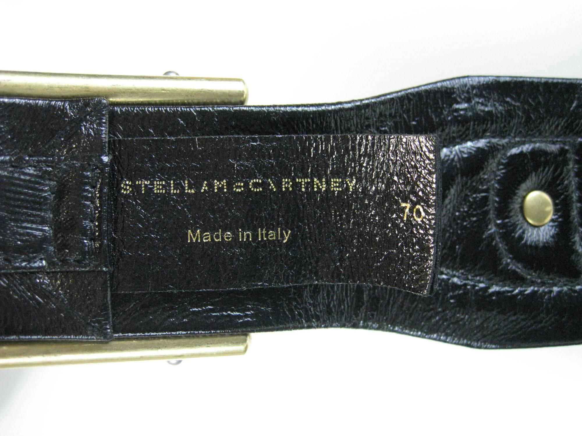 Stella McCartney Wide Embossed Black Leather Belt  2