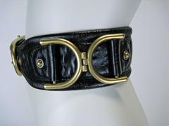 Stella McCartney Wide Embossed Black Leather Belt