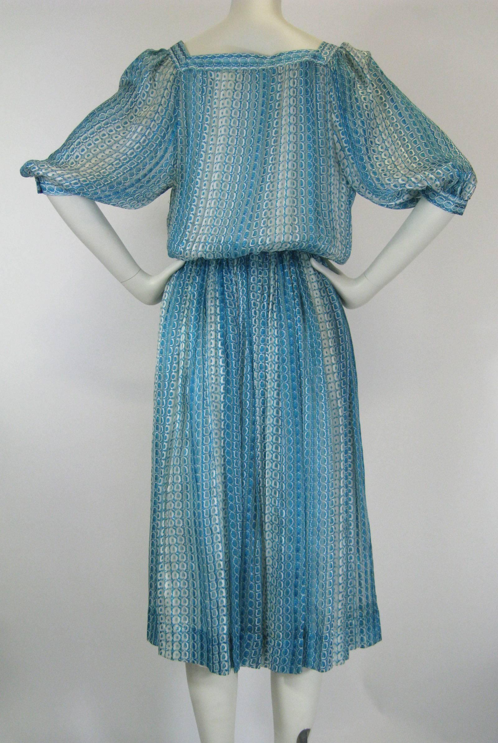 Jean Patou Silk Chiffon Print Dress For Sale 4