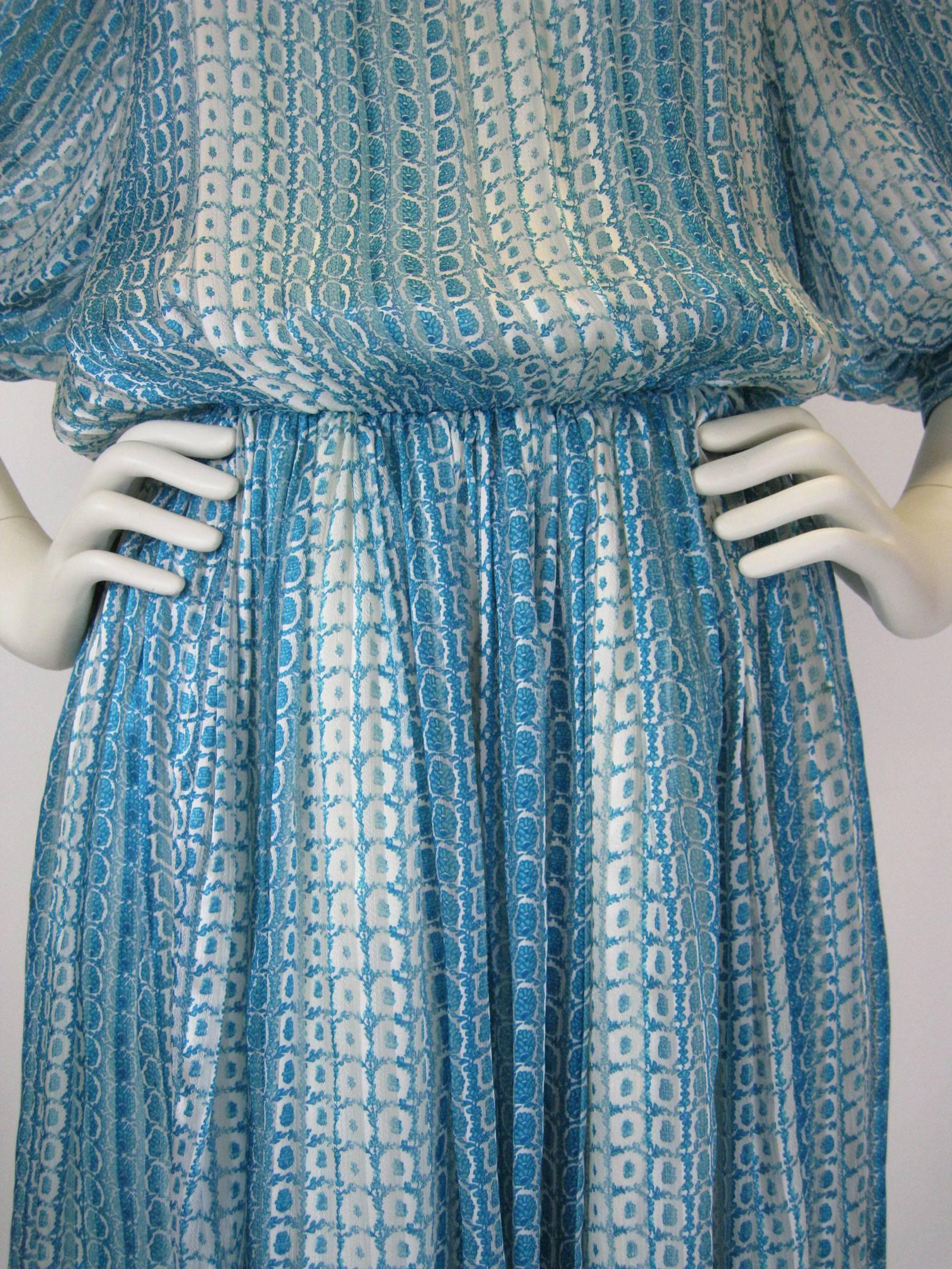 Women's Jean Patou Silk Chiffon Print Dress For Sale