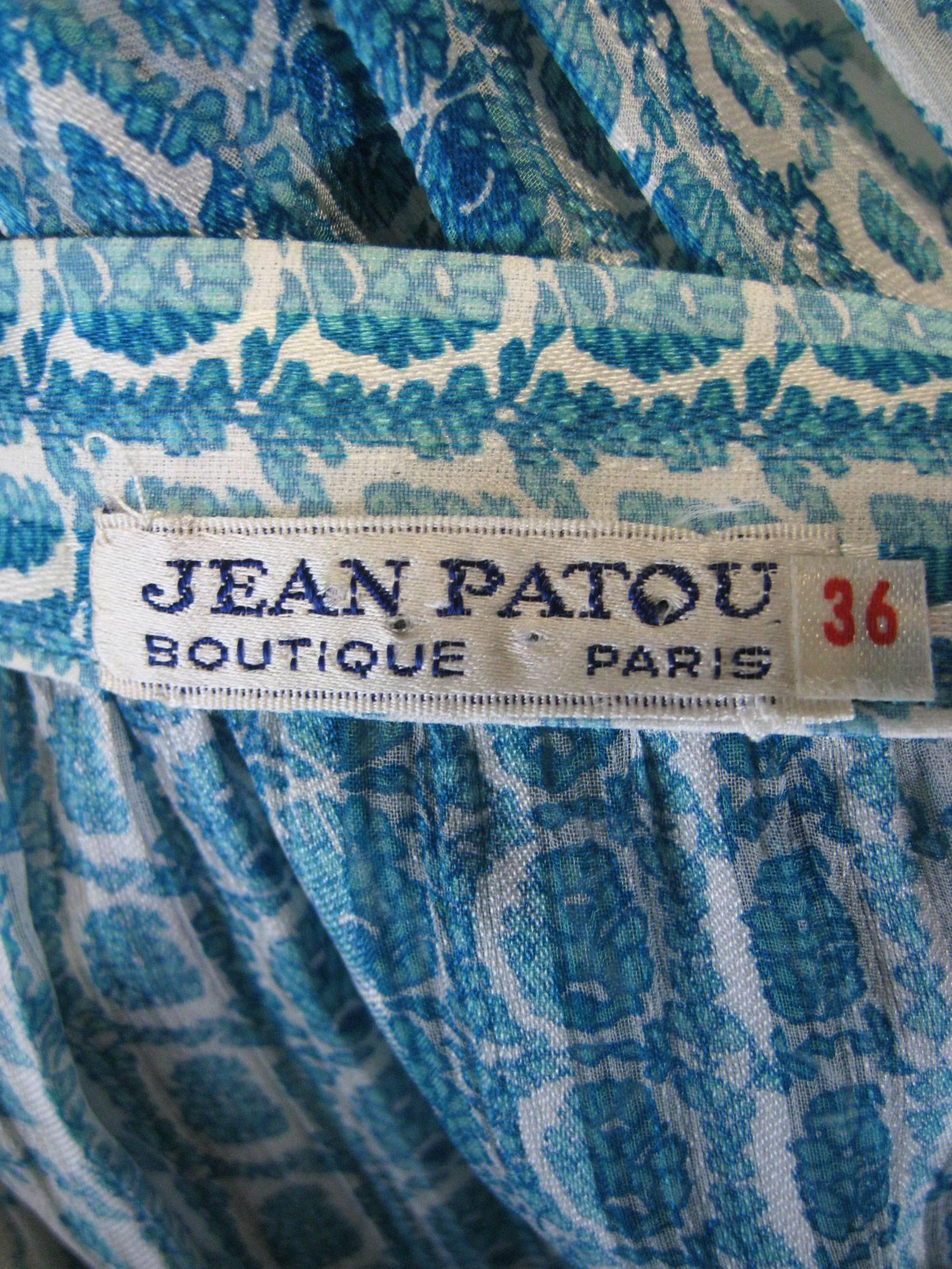 Jean Patou Silk Chiffon Print Dress For Sale 3