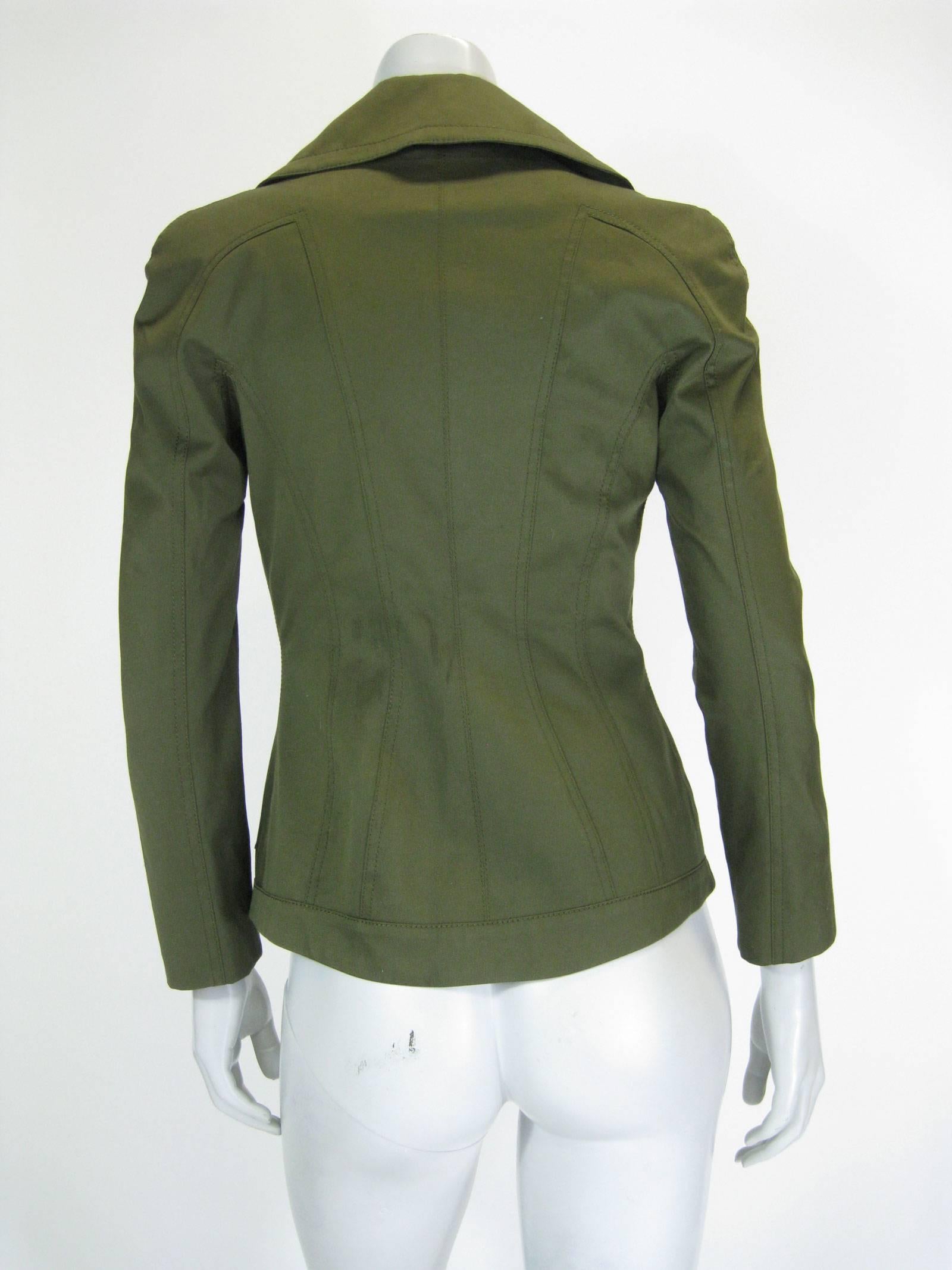 green fitted jacket