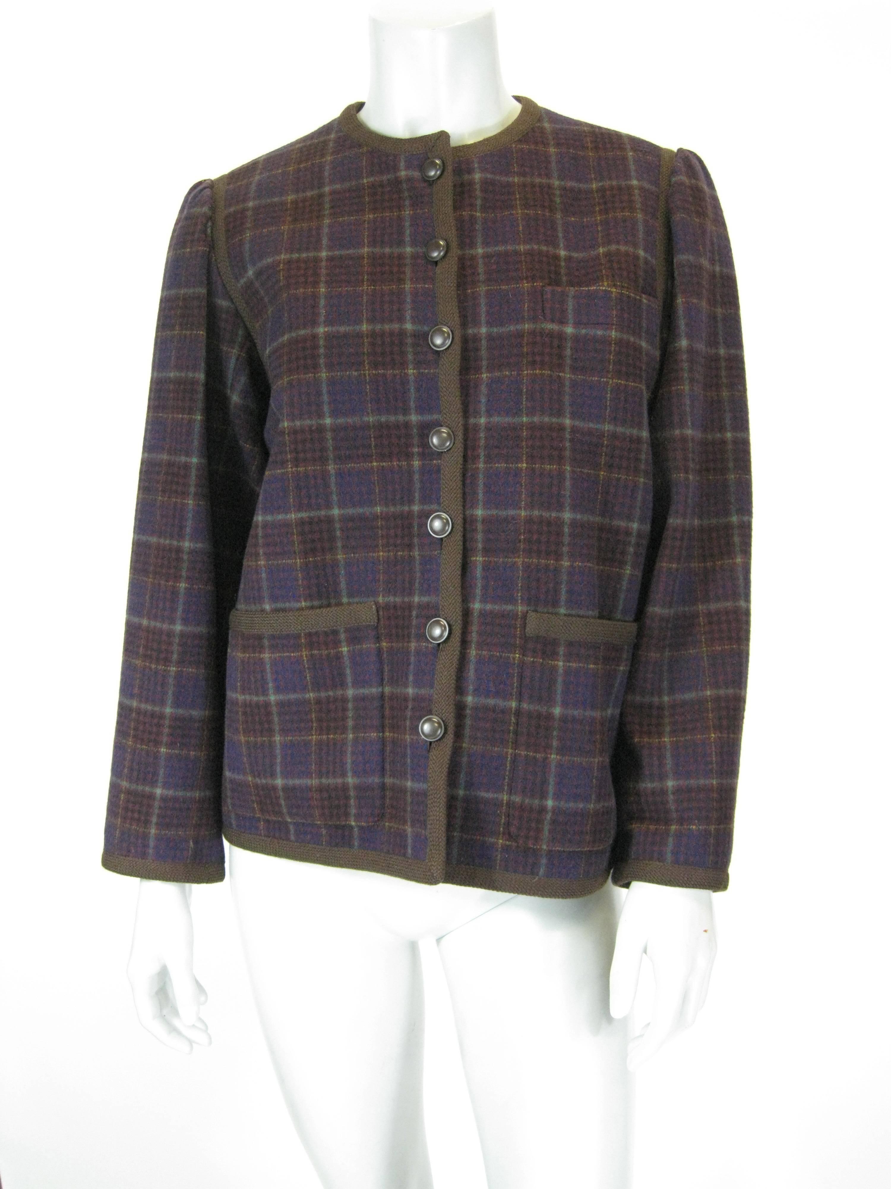 Yves Saint Laurent Give Gauche Plaid Wool Jacket 2