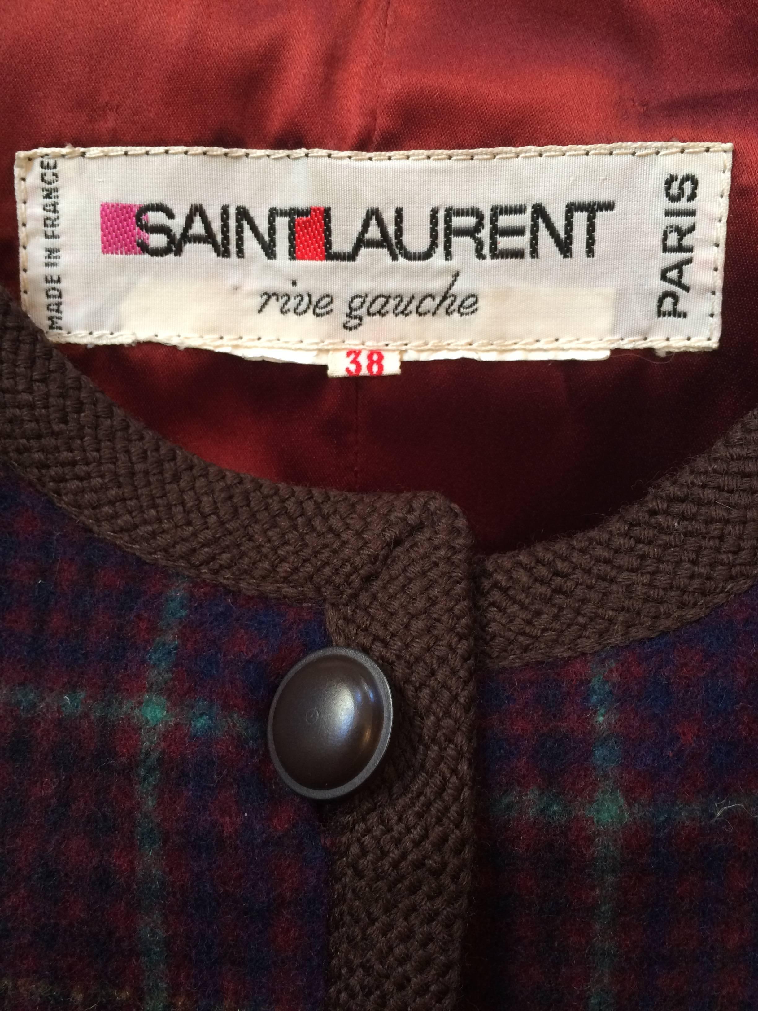 Yves Saint Laurent Give Gauche Plaid Wool Jacket 1