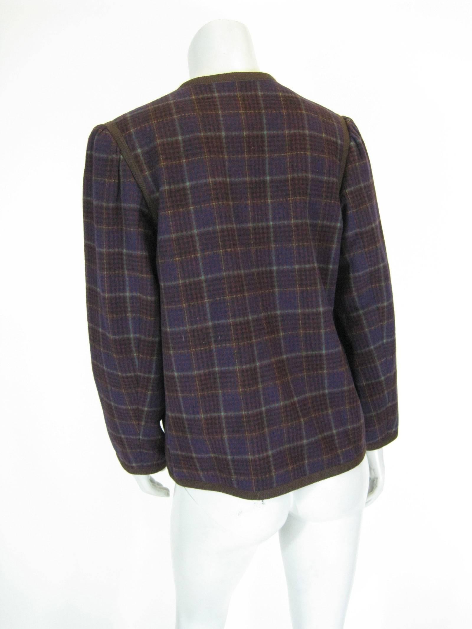 Yves Saint Laurent Give Gauche Plaid Wool Jacket In Excellent Condition In Oakland, CA