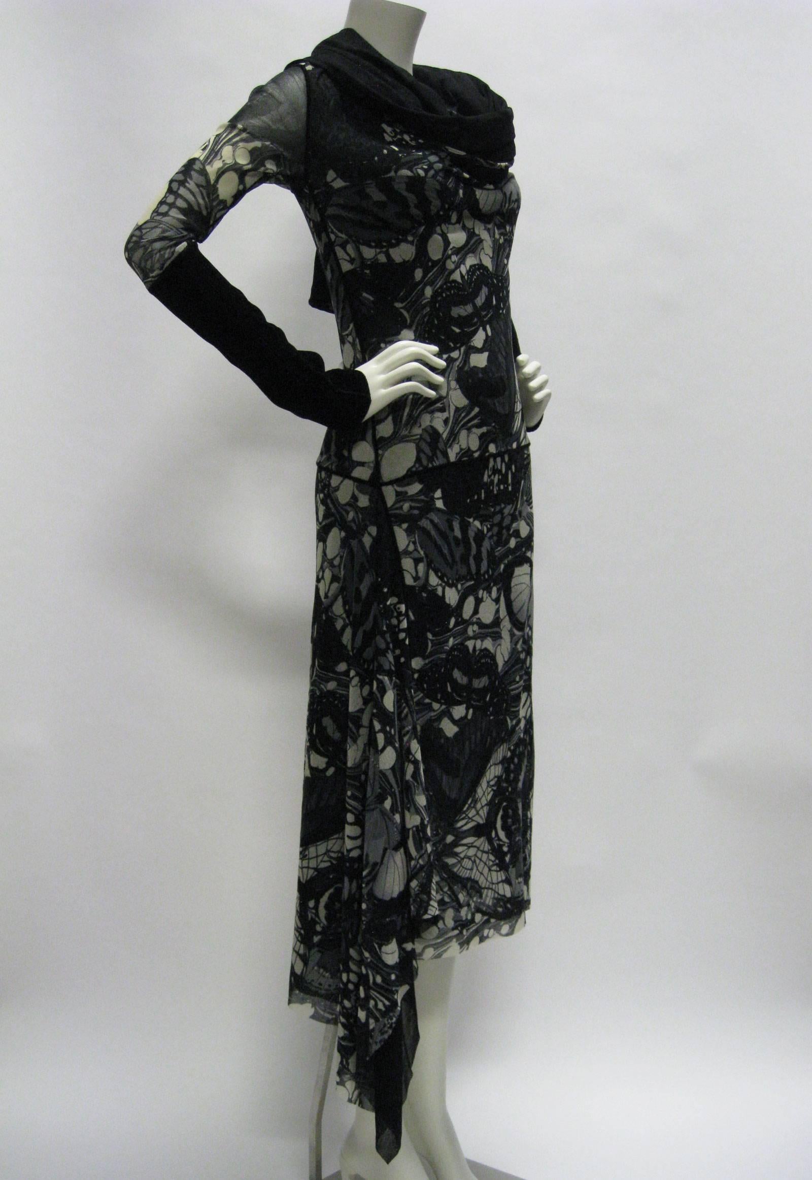 Jean Paul Gaultier Mesh Butterfly Convertible Dress In Excellent Condition In Oakland, CA