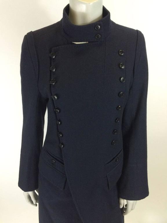 Ann Demeulemeester Navy Blue Military Coat at 1stDibs