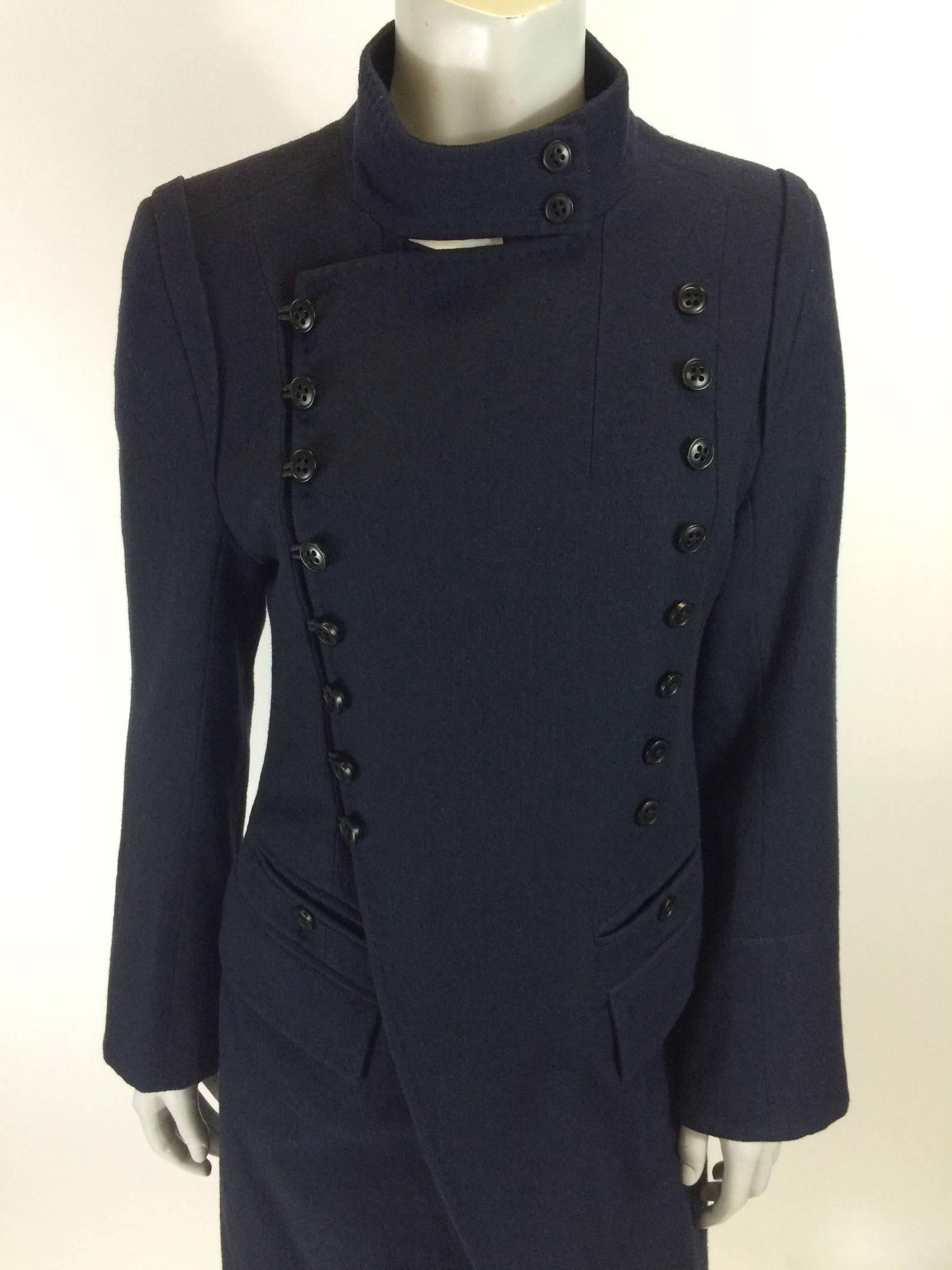 Women's Ann Demeulemeester Navy Blue Military Coat