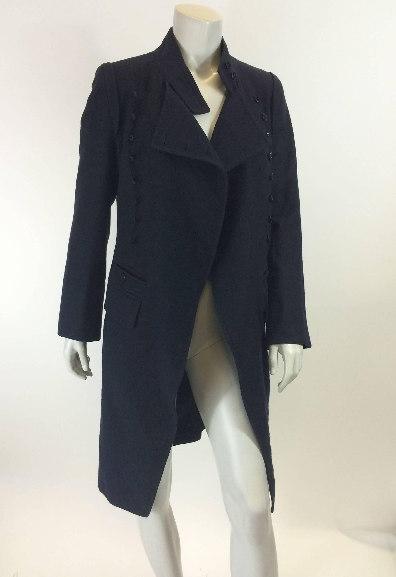 Ann Demeulemeester Navy Blue Military Coat In Good Condition In Oakland, CA