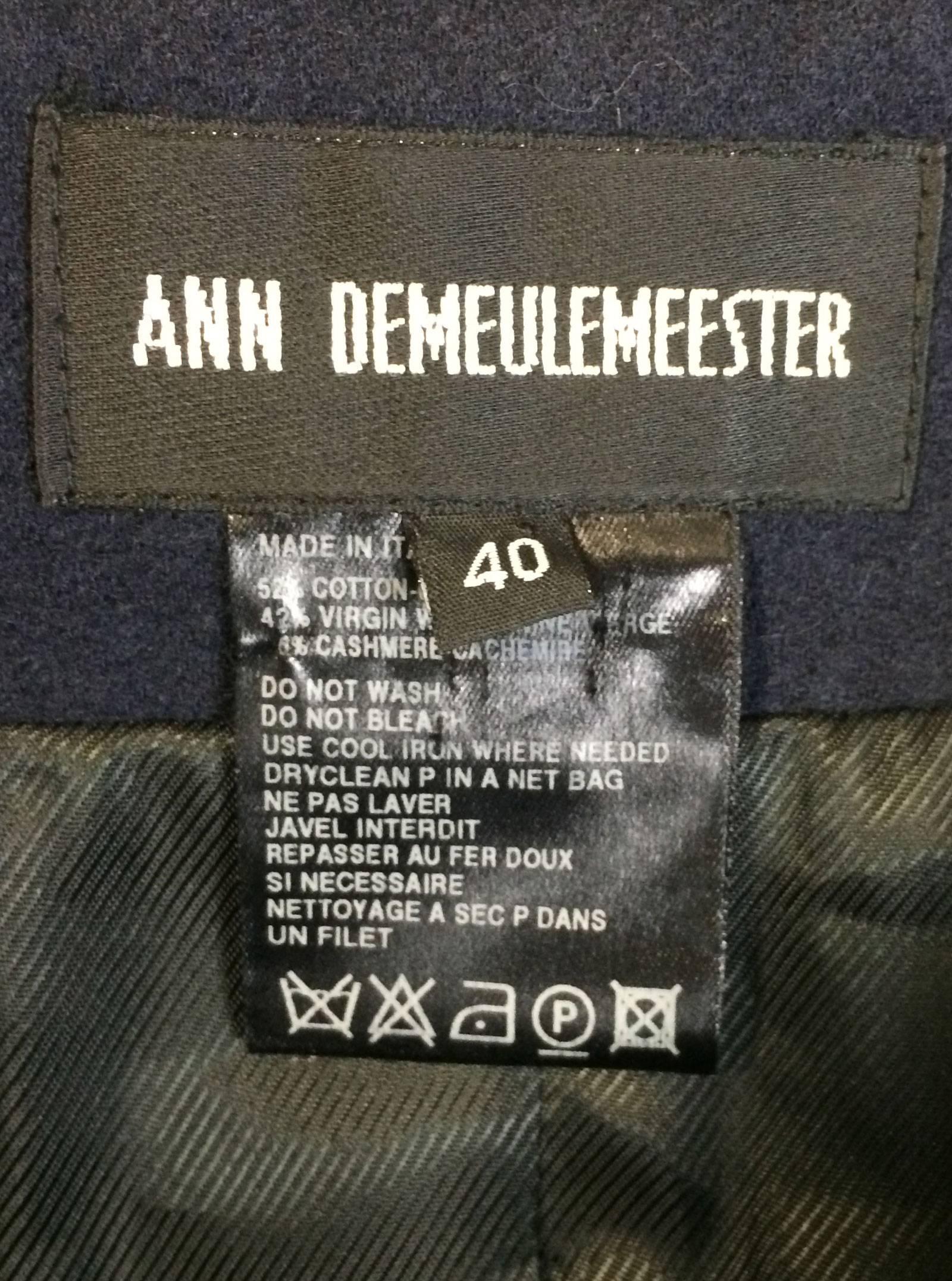 Ann Demeulemeester Navy Blue Military Coat 4