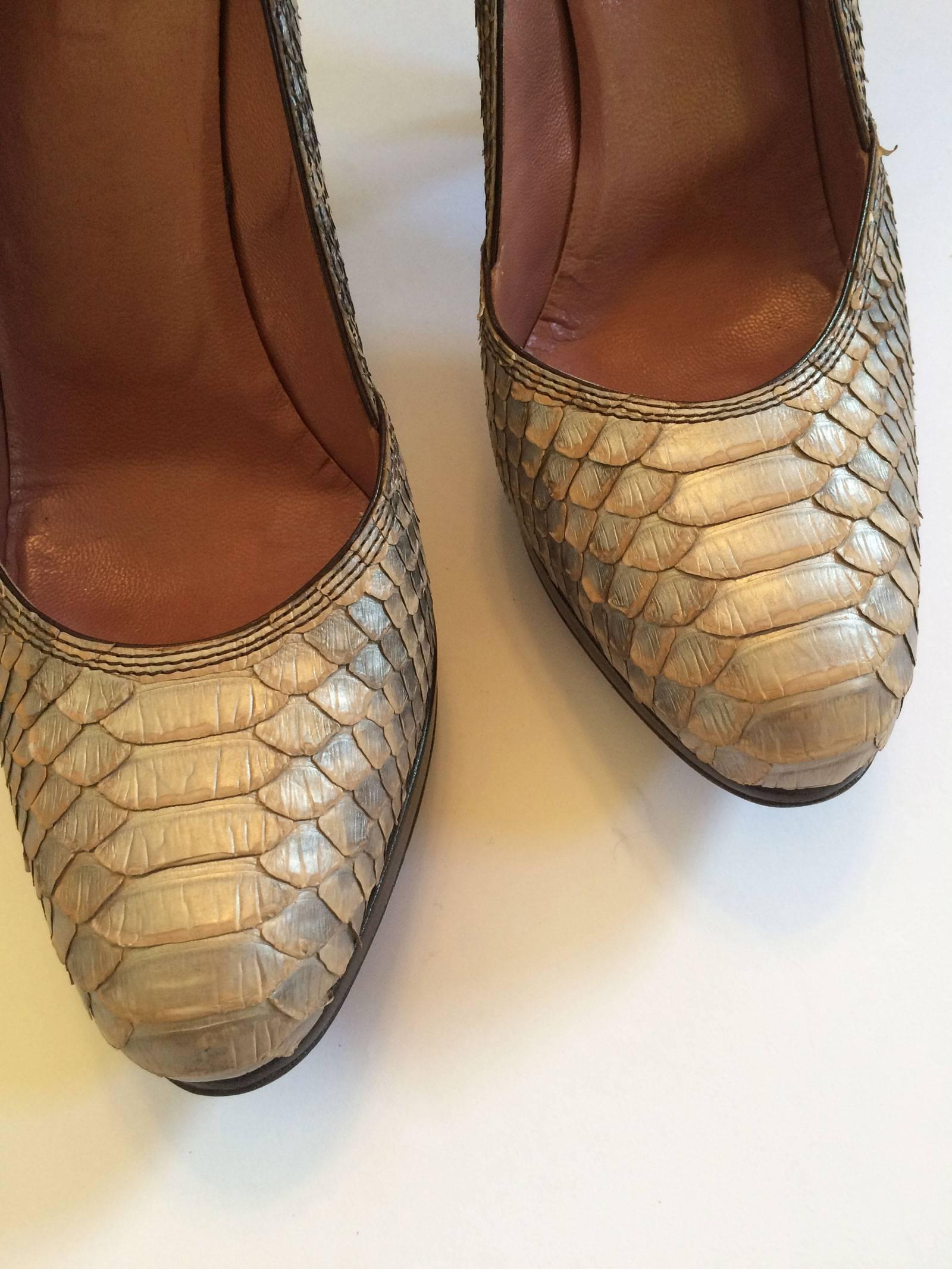 Women's Azzedine Alaia Snakeskin Platform Pumps 39 1/2