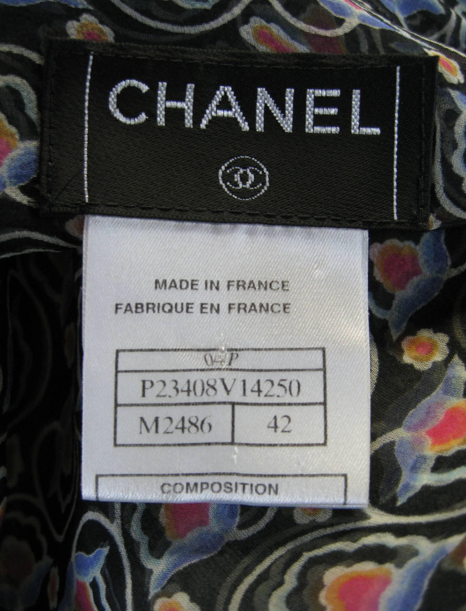 Chanel Sheer Silk Chiffon Printed Blouse 1