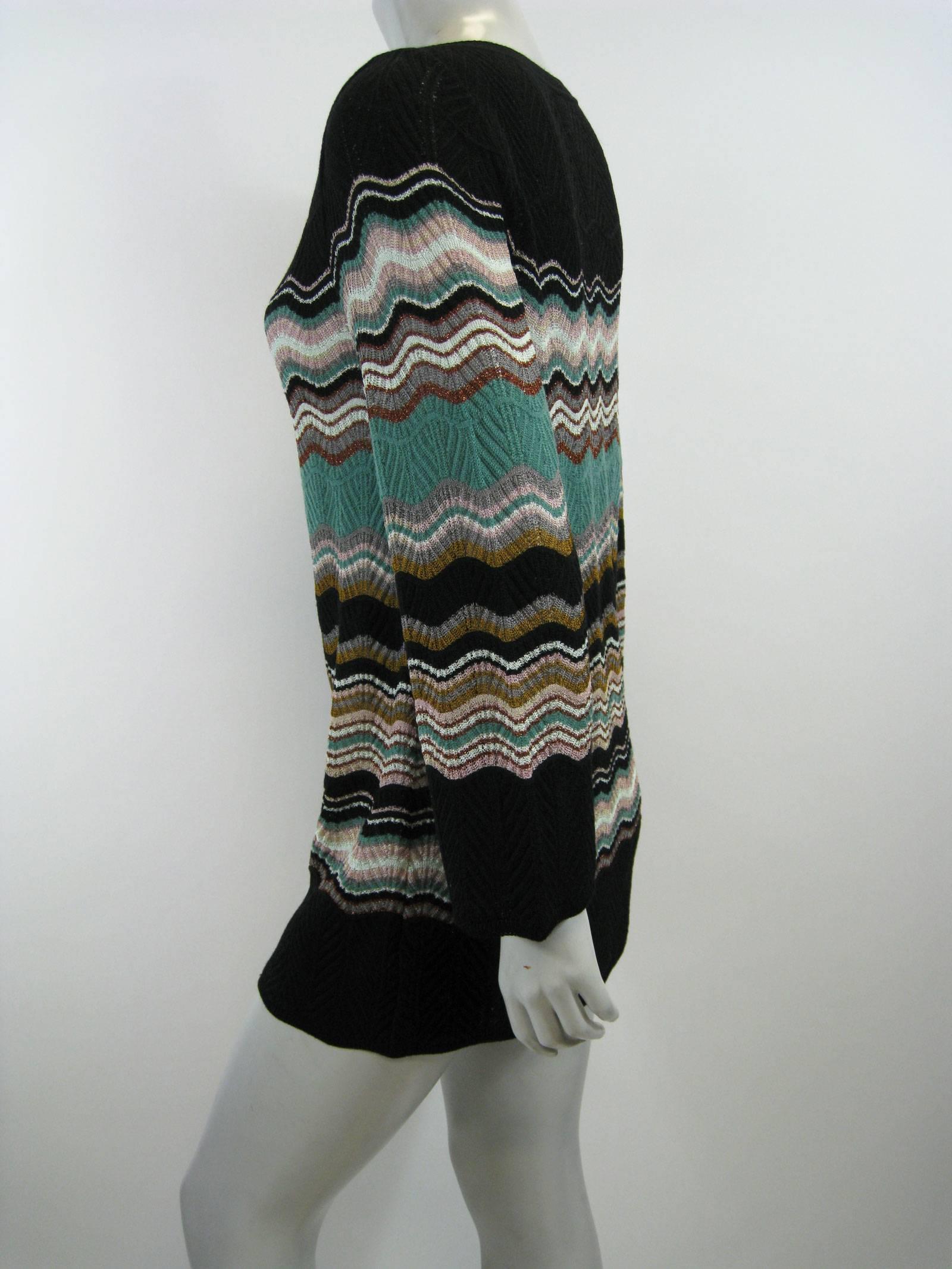 M Missoni Chevron Stripe Long Knit Sweater In Excellent Condition In Oakland, CA