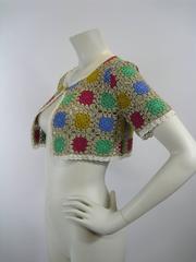 Moschino Cheap and Chic Metallic Crochet Cropped Cardigan