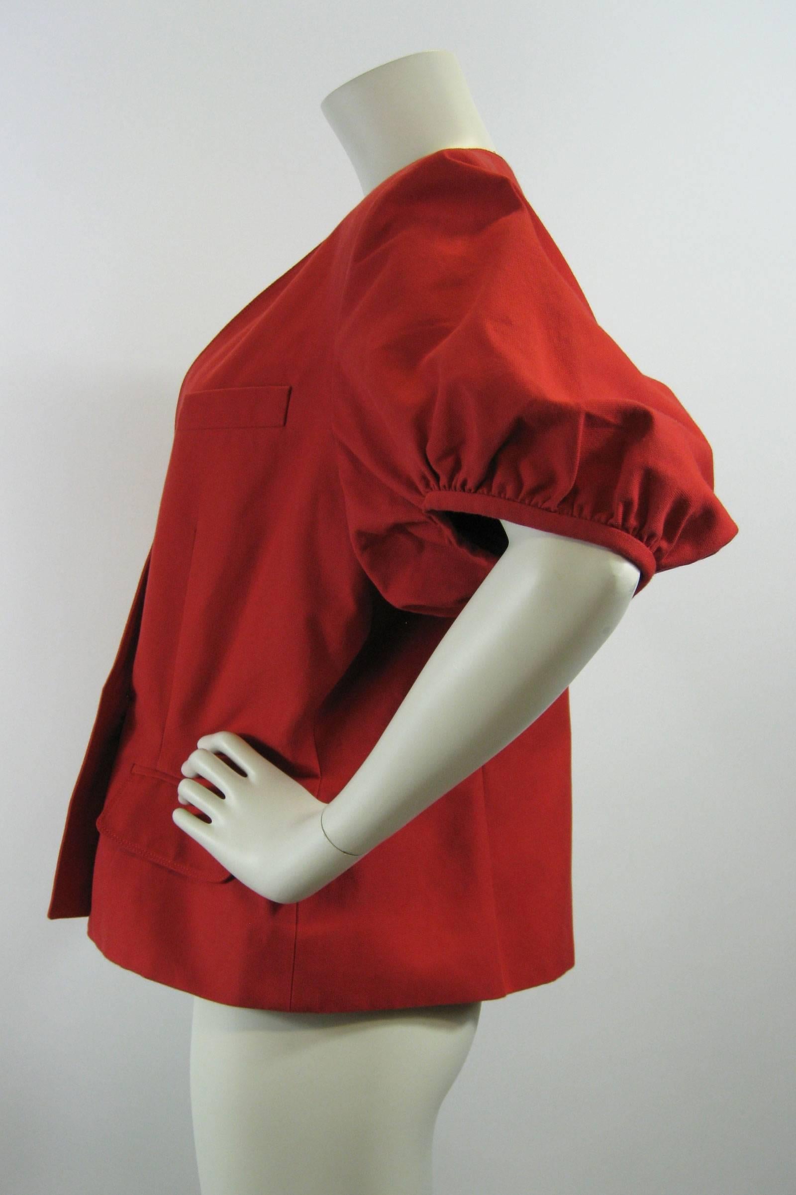 red puff sleeve blazer