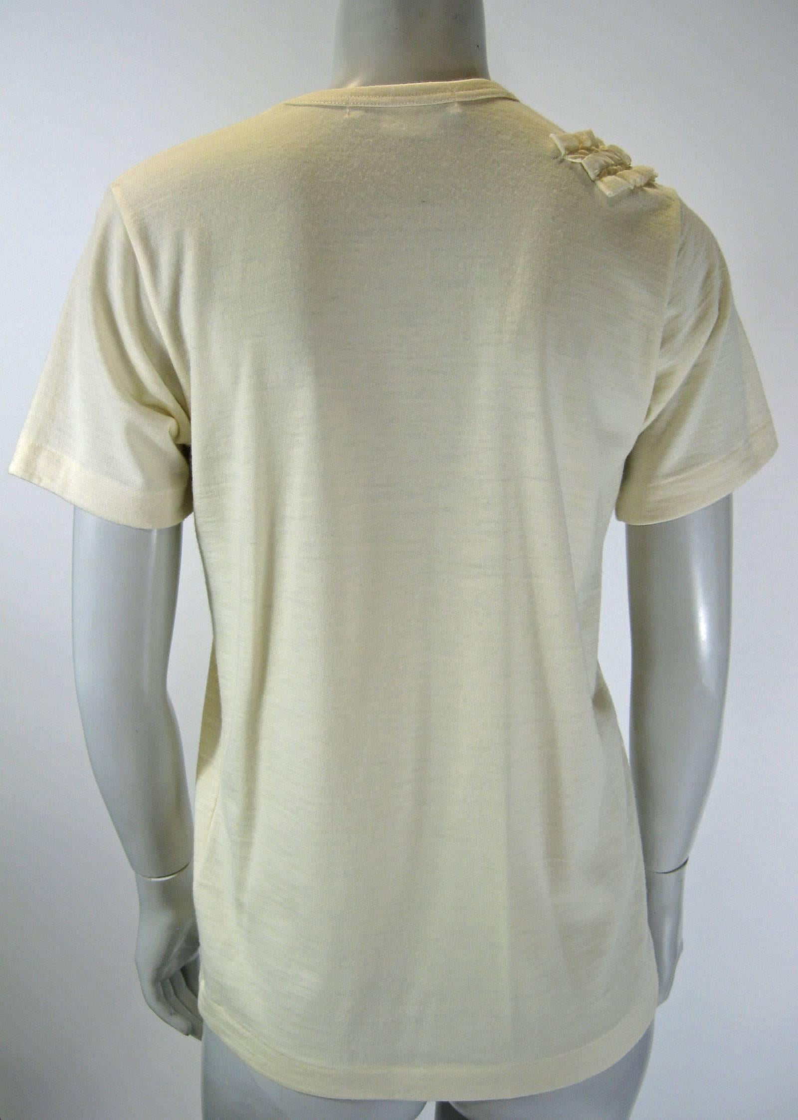 Gray Comme Des Garcons Ruffle Neck Wool T-Shirt