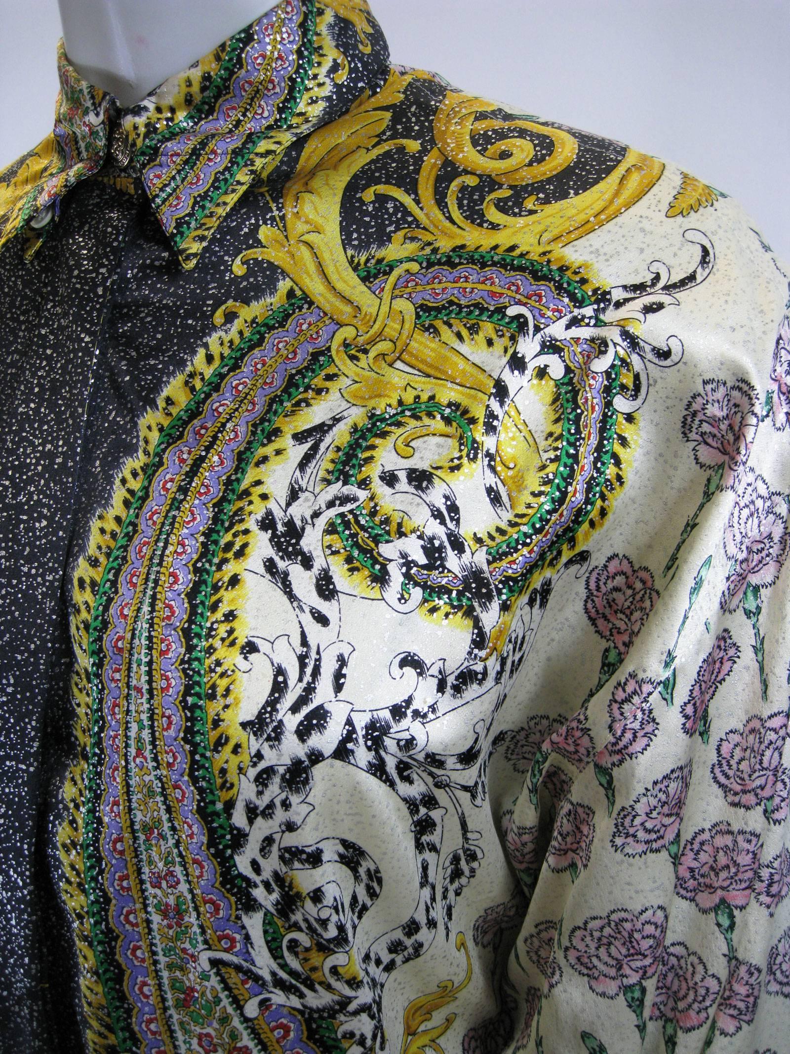 Women's Gianni Versace Silk Floral Motif Print Blouse For Sale
