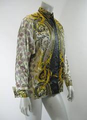 Gianni Versace Silk Floral Motif Print Blouse