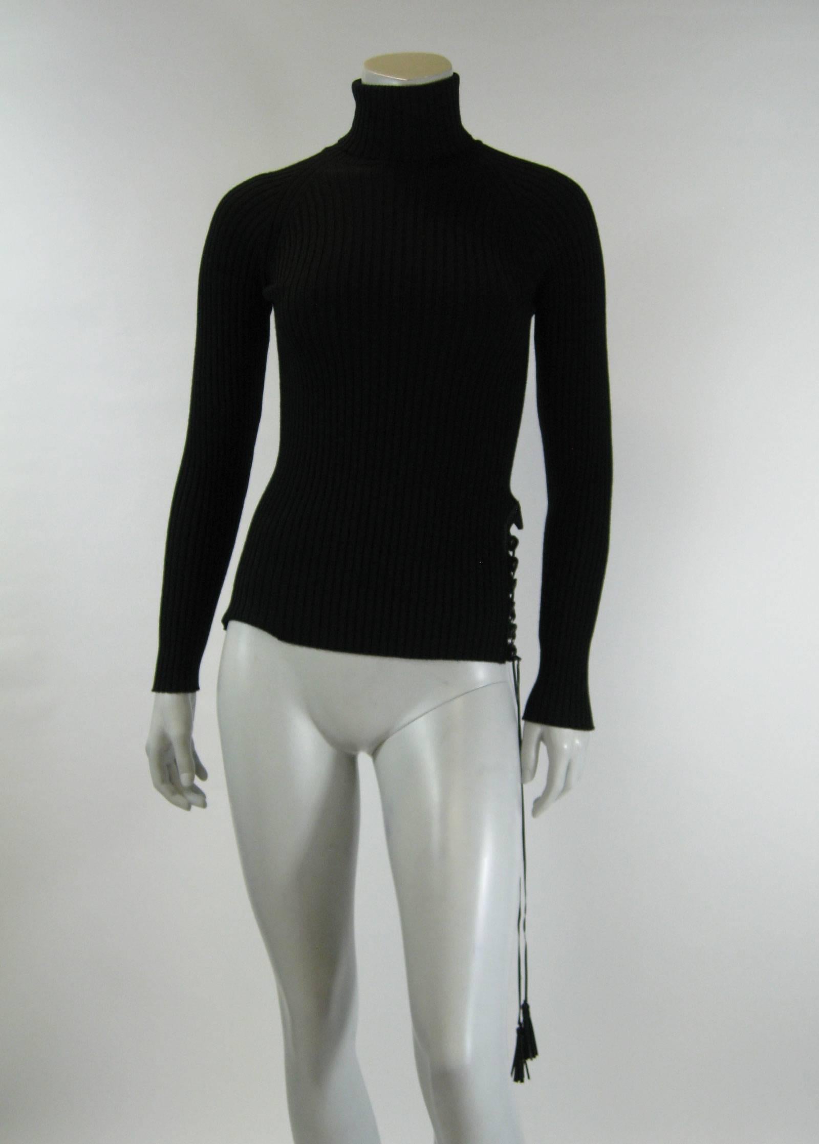 Jean Paul Gaultier Maille Black Sweater with Side Tie 4