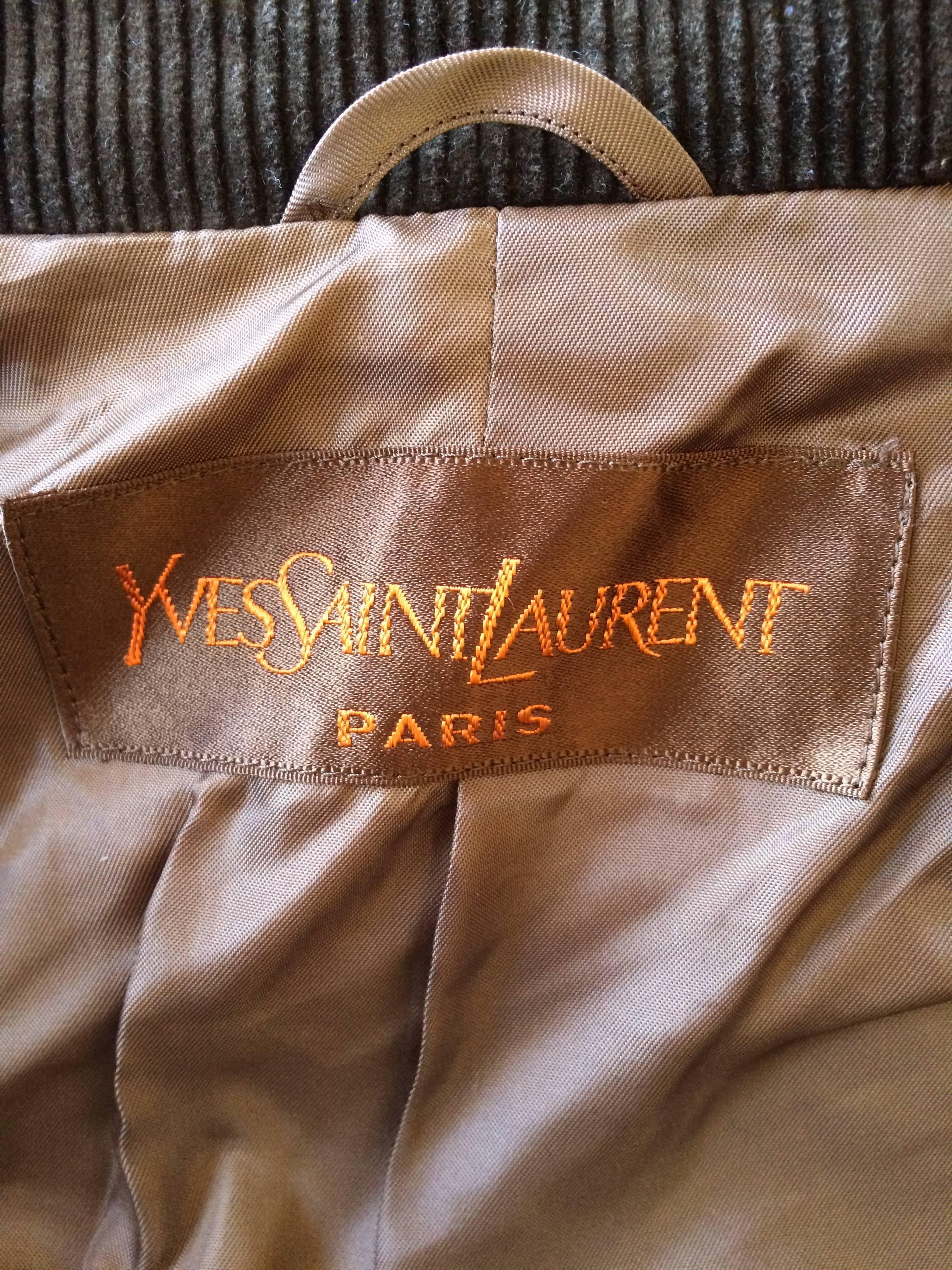 Yves Saint Laurent Cotton & Corduroy Trench Coat In Excellent Condition In Oakland, CA