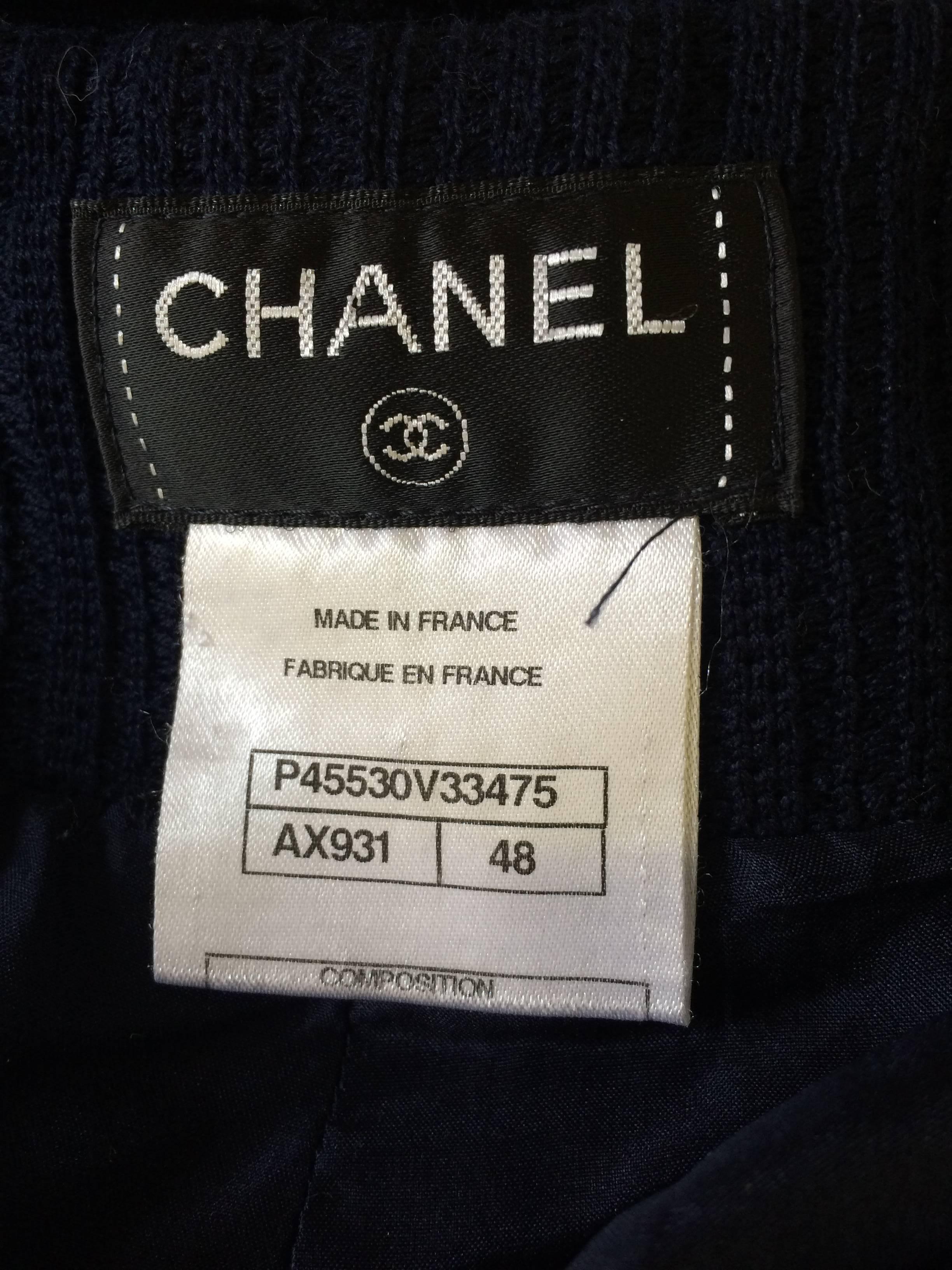 Chanel Navy Blue Wide Leg Knit Trousers Pants at 1stDibs | navy knitted ...