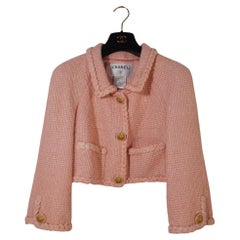 Chanel 07A Fall 2007 Pink Silk Tweed Crop Jacket