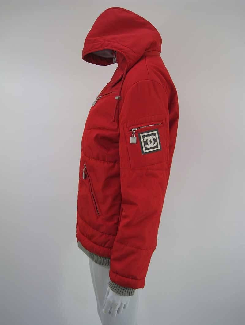 Chanel Red Puffer Ski Jacket Parka 1