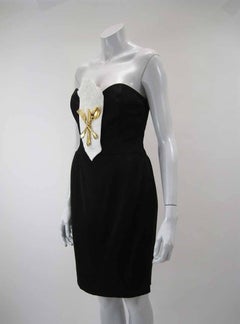 Iconic 1989 Moschino Couture Black Strapless Dinner Dress