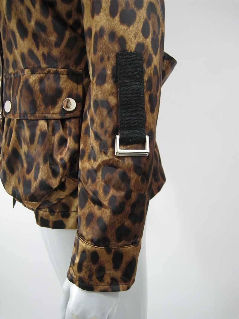 Black Dolce & Gabanna Leopard Print Cargo Jacket